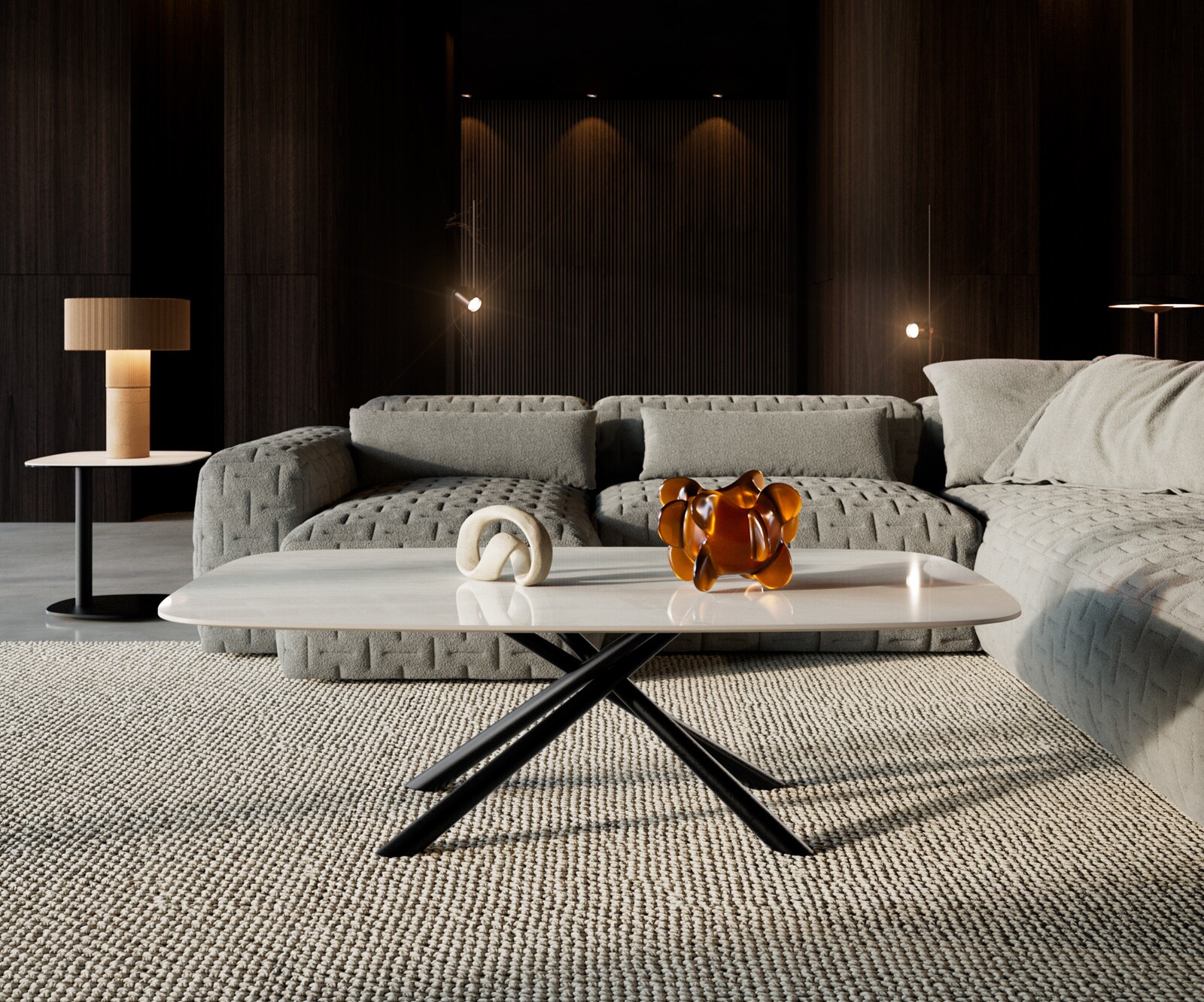 Couchtisch Edge Boot 140x80 cm Keramik Onyx Champagne Sarity Metall Schwarz 1