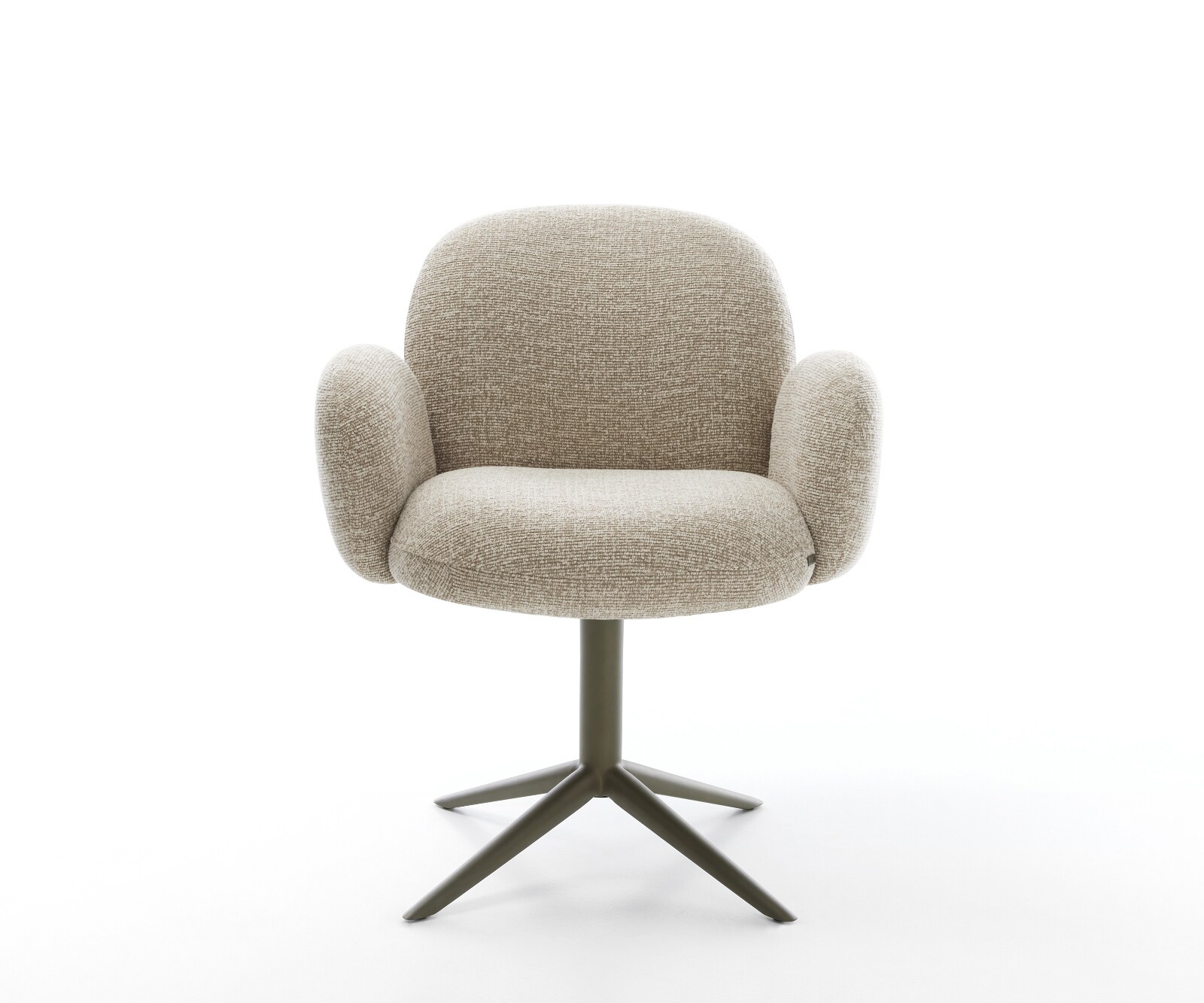 Drehstuhl Nube-Flex mit Armlehnen Webstoff Soft Beige Fußkreuz Effektfinish Titan 360° drehbar Wippfunktion Taschenfederkern 2