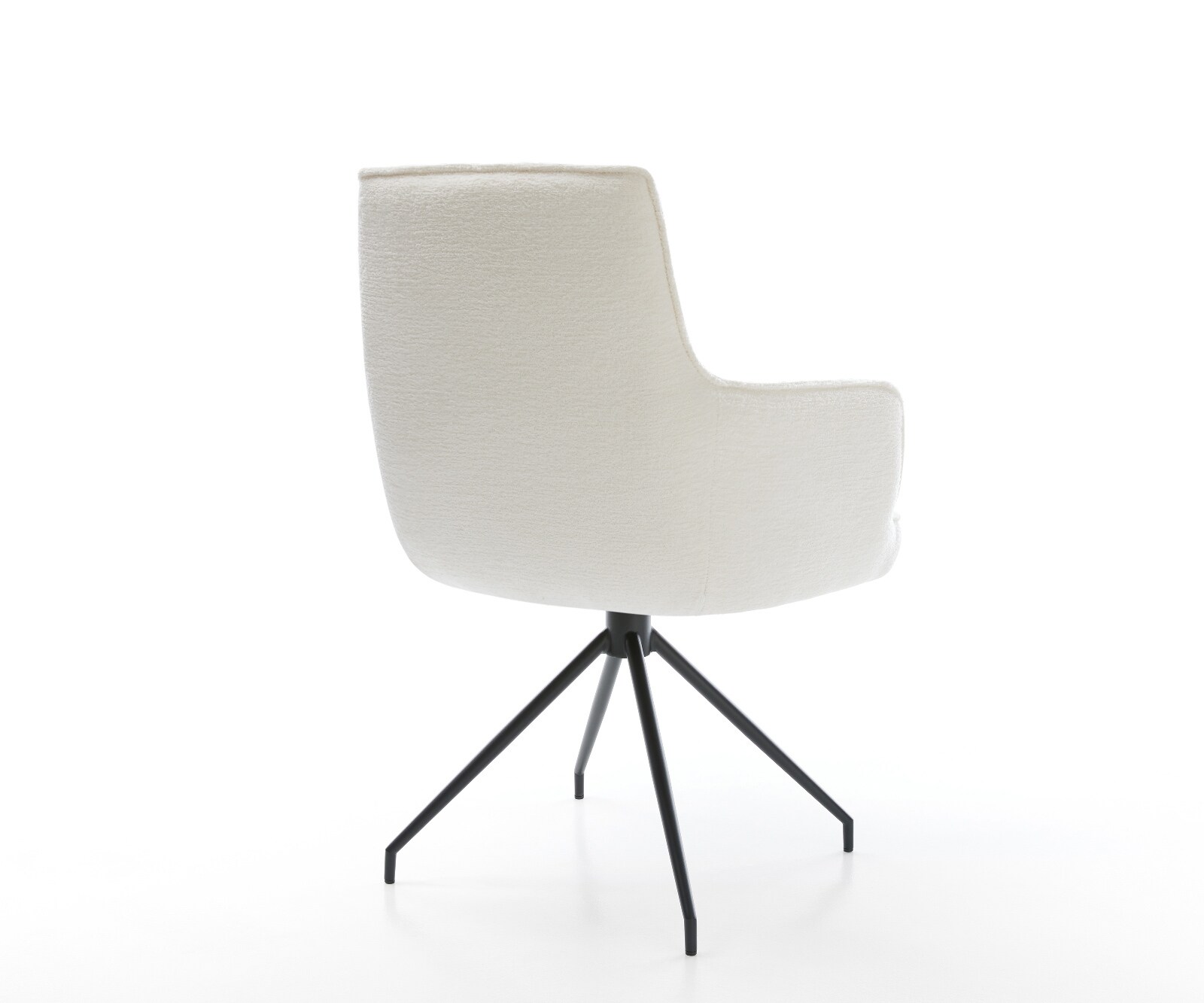 Esszimmerstuhl Heira-Flex mit Armlehnen Bouclé Soft Beige Kreuzgestell konisch Schwarz Taschenfederkern 5