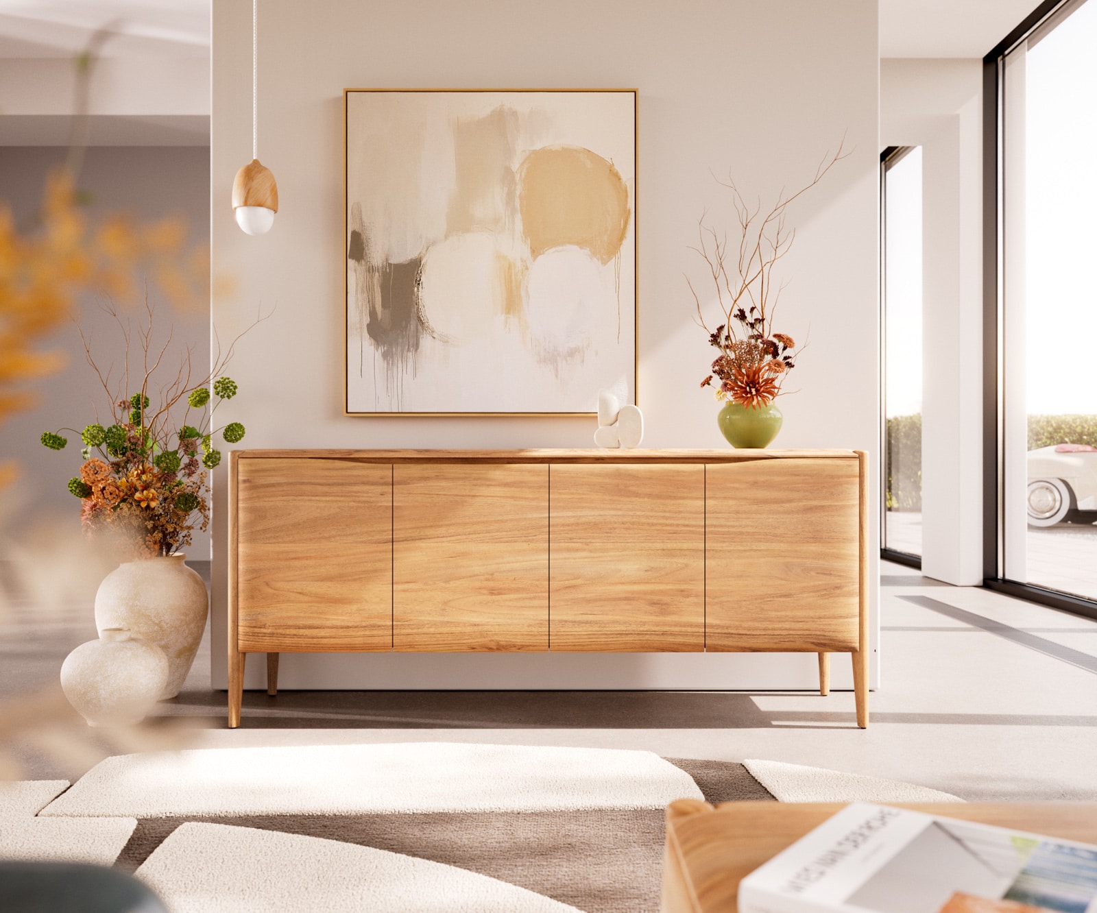 Sideboard Simcha 175 cm Akazie Natur 4 Türen 1 Sideboard Simcha 175 cm Akazie Natur 4 Türen 1