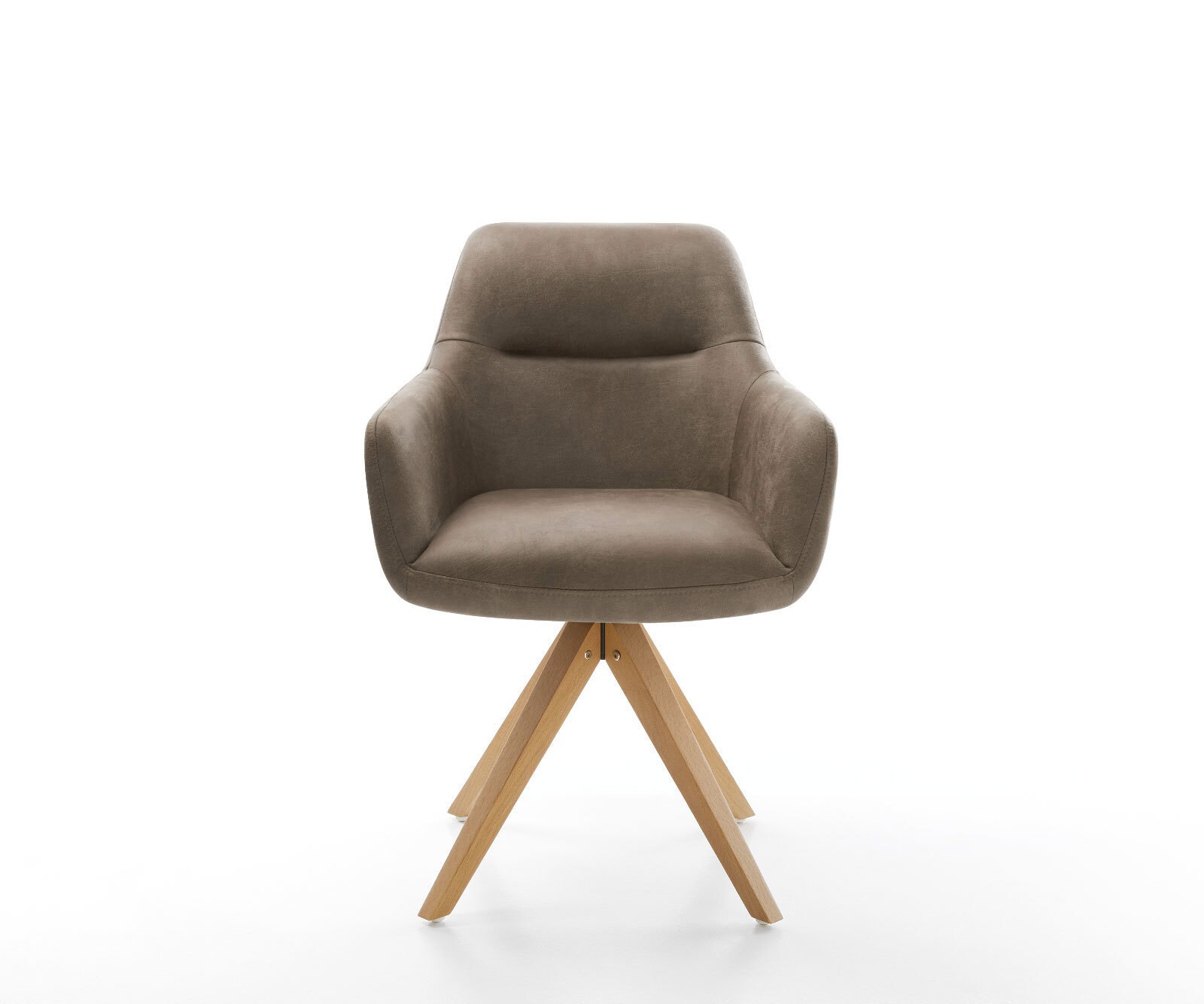 Esszimmerstuhl Pejo-Flex Mikrofaser Taupe Vintage Holzgestell kantig Natur 360° drehbar Taschenfederkern 1