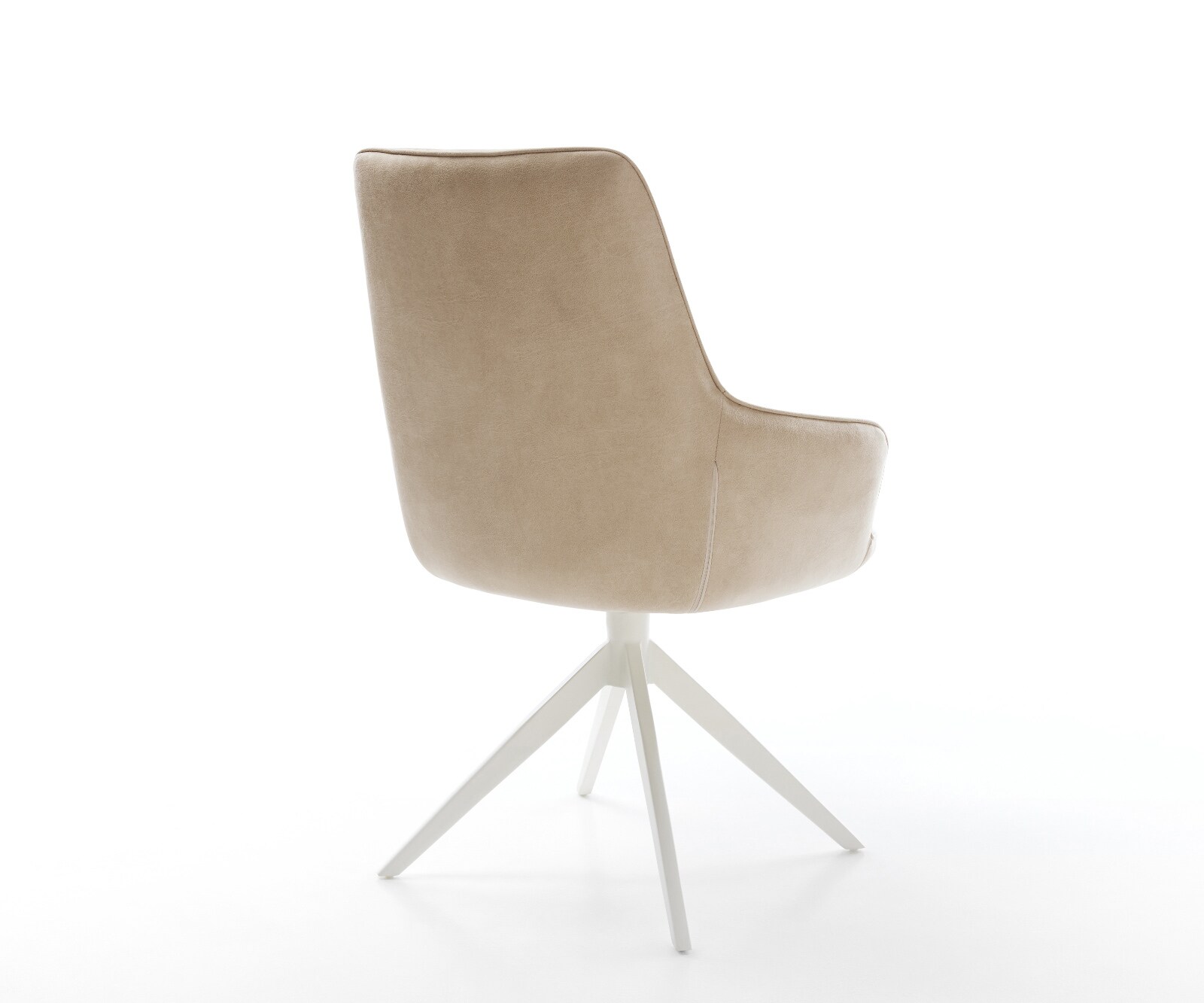 Drehstuhl Zelia-Flex mit Armlehnen Mikrofaser Beige Vintage Kreuzgestell breit Weiß 360° drehbar Wippfunktion Taschenfederkern 4