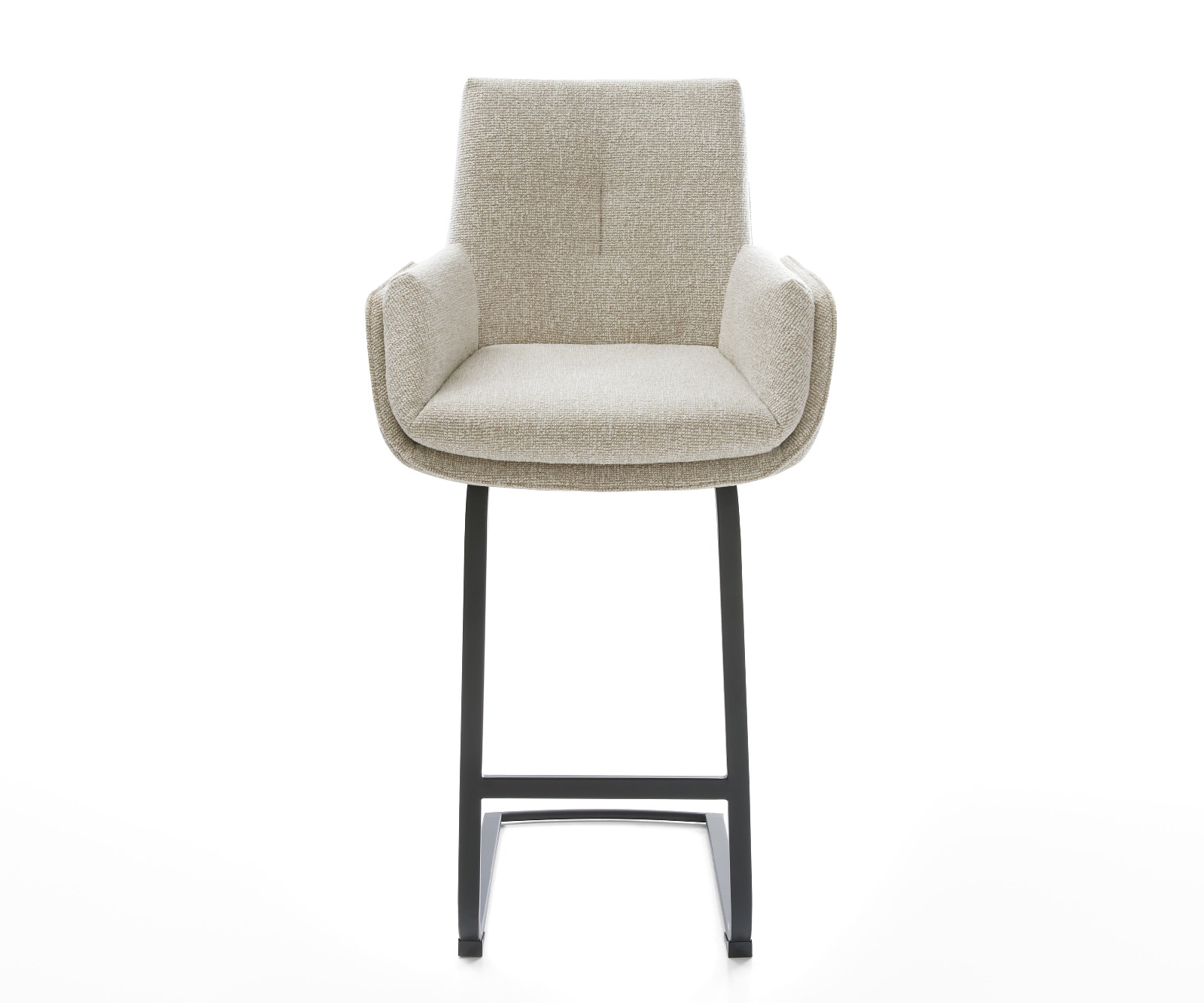 Barstuhl Clea-Flex Webstoff Soft Beige Freischwinger Flach Metall Schwarz 2