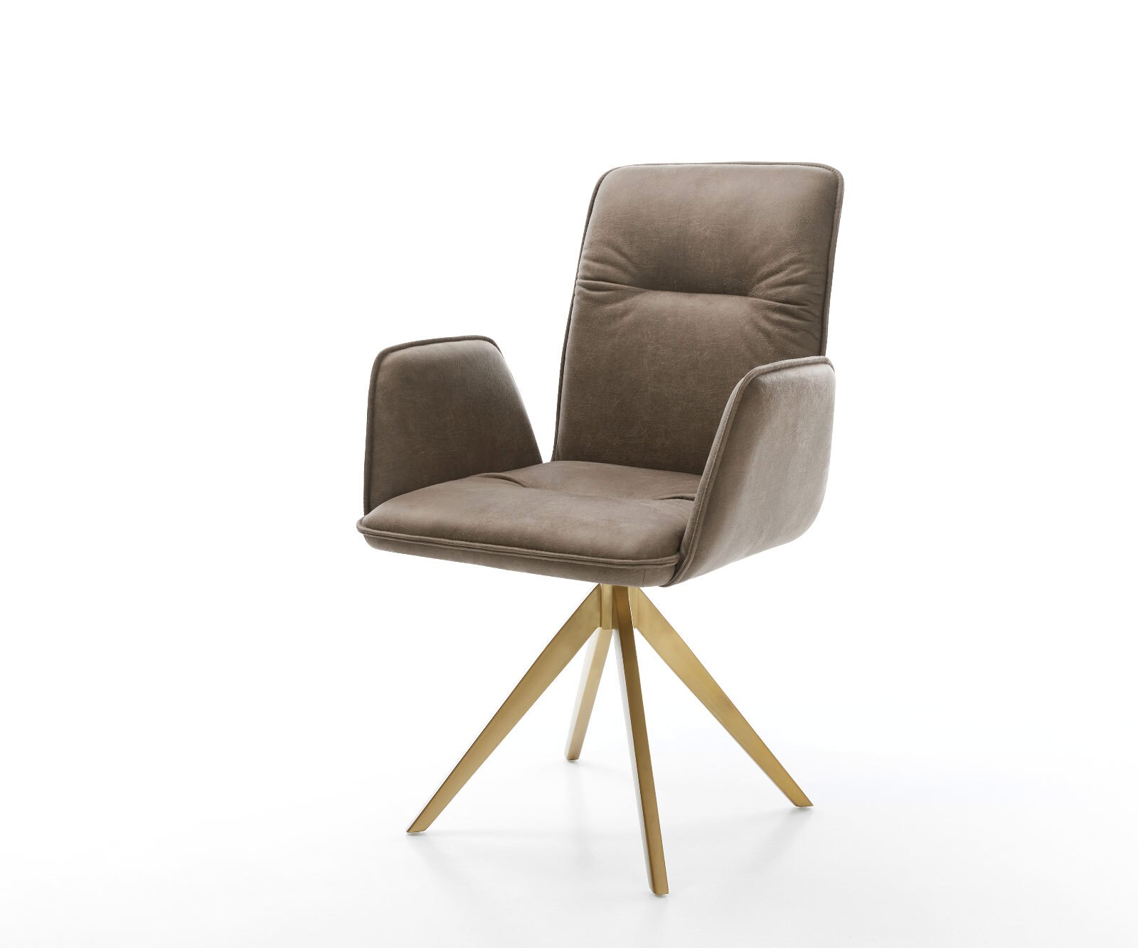 Esszimmerstuhl Vinja-Flex Mikrofaser Taupe Vintage Kreuzgestell kantig Gold