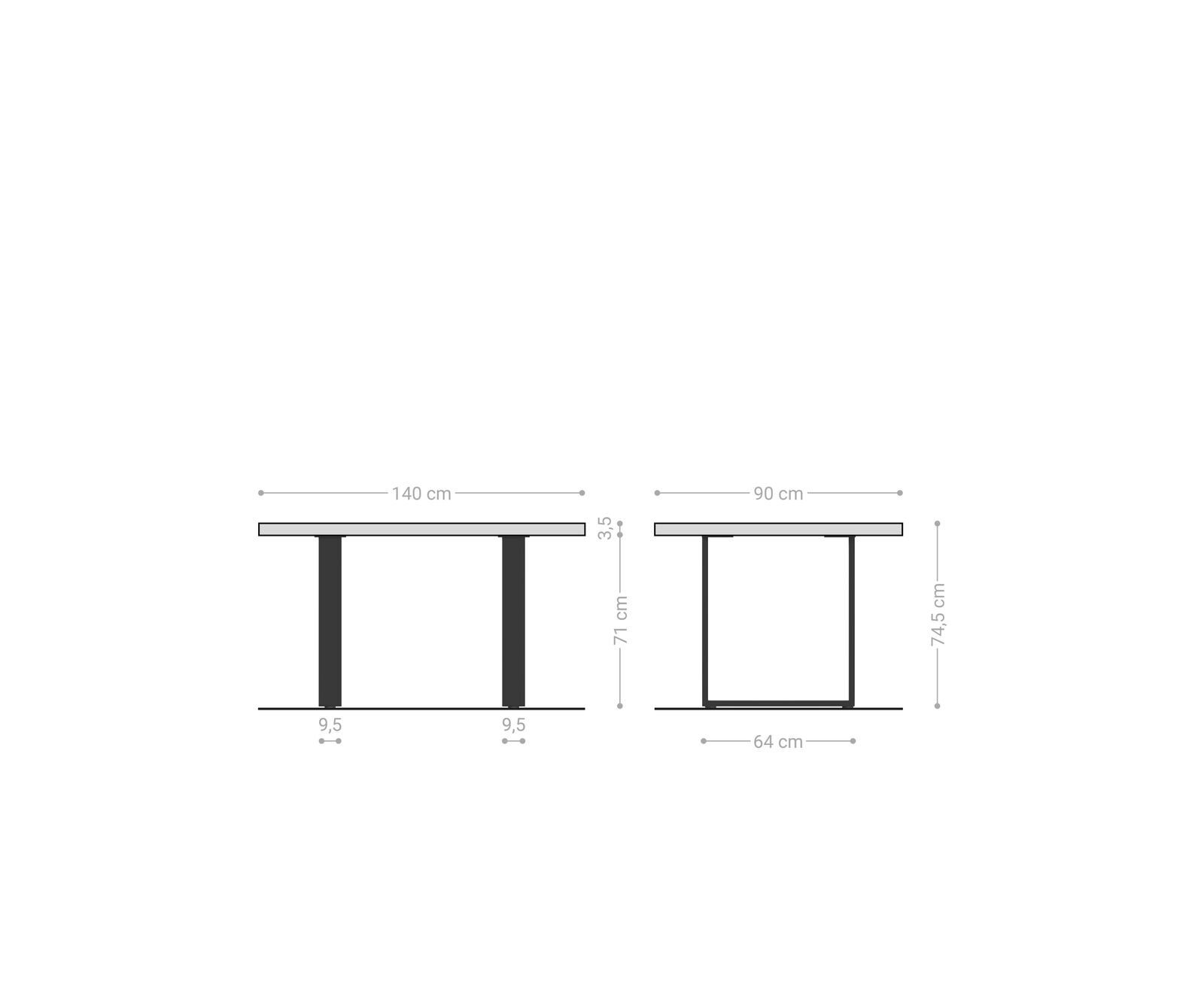 Esstisch Edge 140x90 Akazie Natur Edelstahl Schmal Live-Edge 7