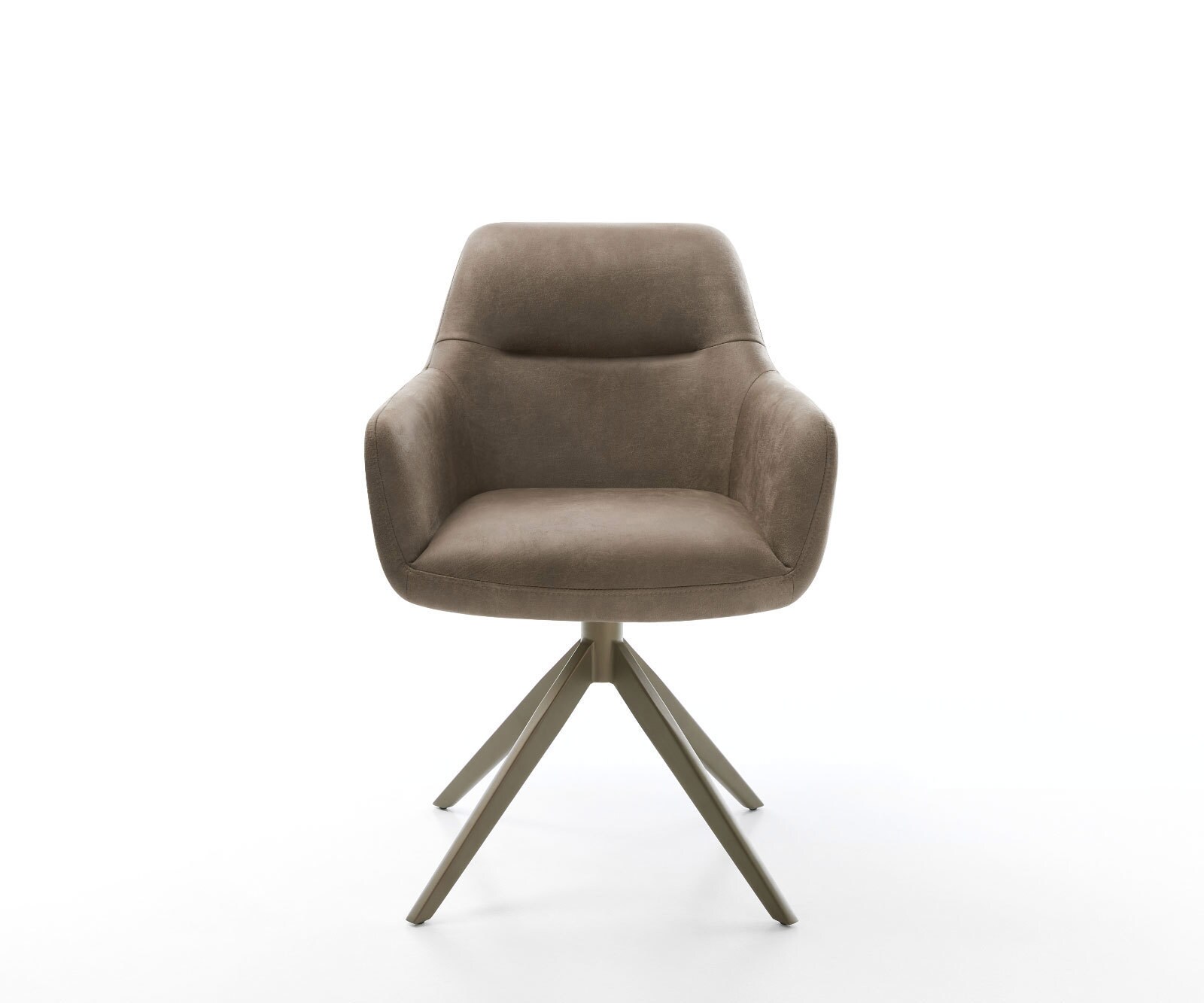 Drehstuhl Pejo-Flex Mikrofaser Taupe Vintage Kreuzgestell breit Effektfinish Titan 360° drehbar Taschenfederkern 1