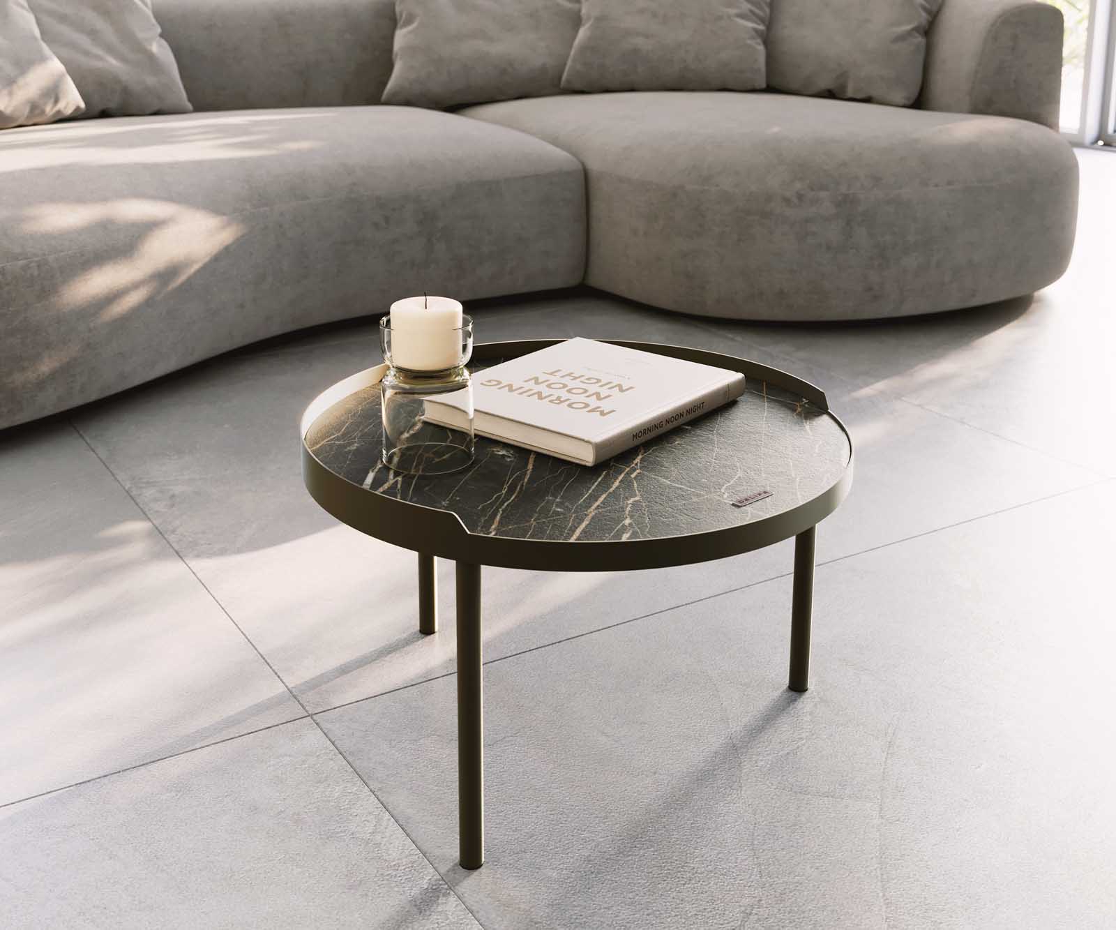 Couchtisch Torell 50x50 cm  Keramik Laminam®Noir Desir Braun Metallrahmen Effektfinish Titan Couchtisch Torell 50x50 cm  Keramik Laminam®Noir Desir Braun Metallrahmen Effektfinish Titan