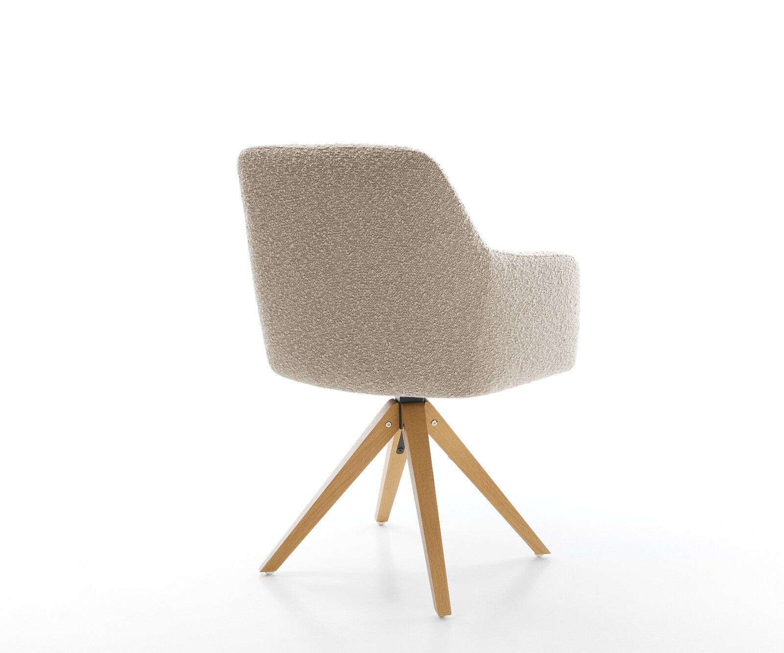 Drehstuhl Greg-Flex Bouclé Schlamm Holzgestell kantig Natur 360° drehbar Taschenfederkern 5