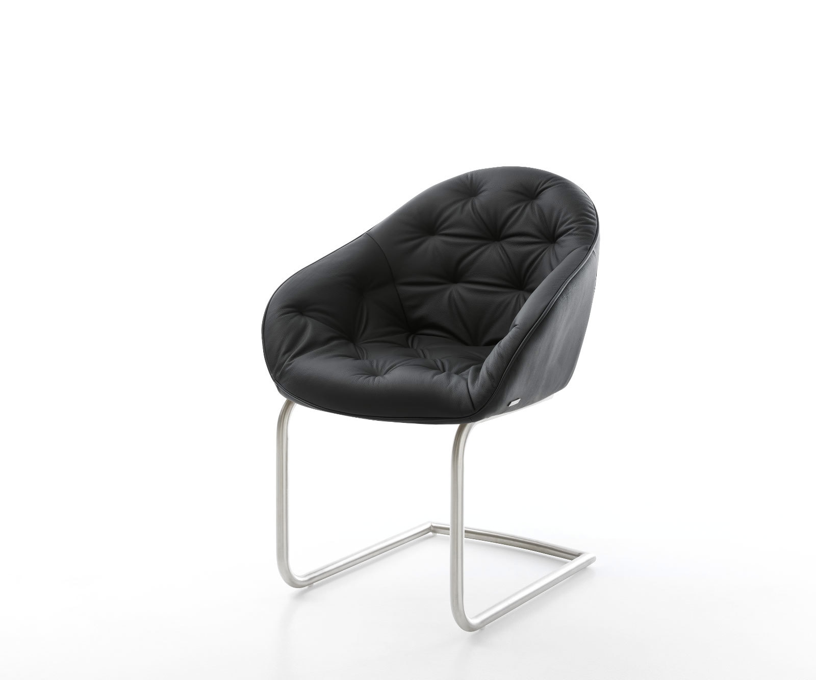 Freischwinger Gaio-Flex Echt-Leder Schwarz Freischwinger rund Edelstahl Freischwinger Gaio-Flex Echt-Leder Schwarz Freischwinger rund Edelstahl