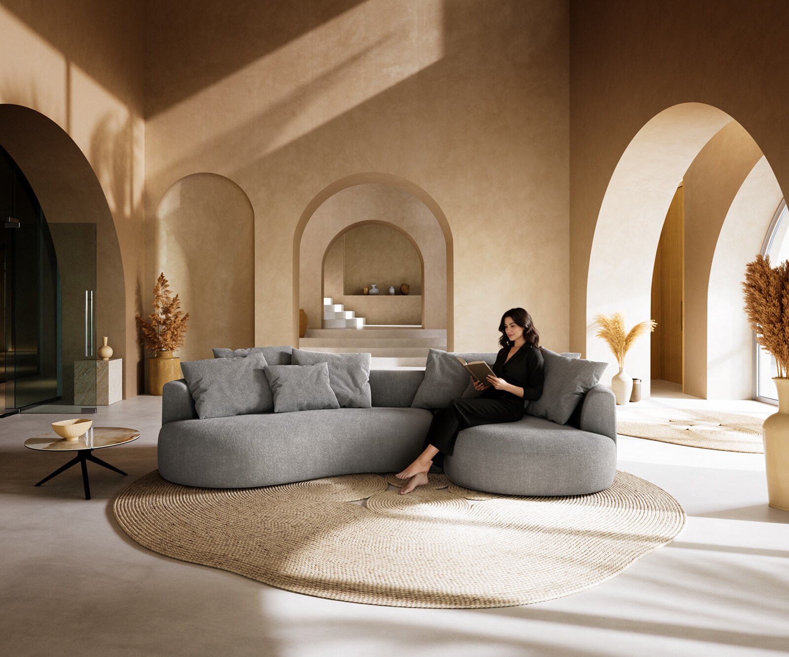 Big-Sofa Edina 330x170 cm Strukturstoff Soft Grau 1