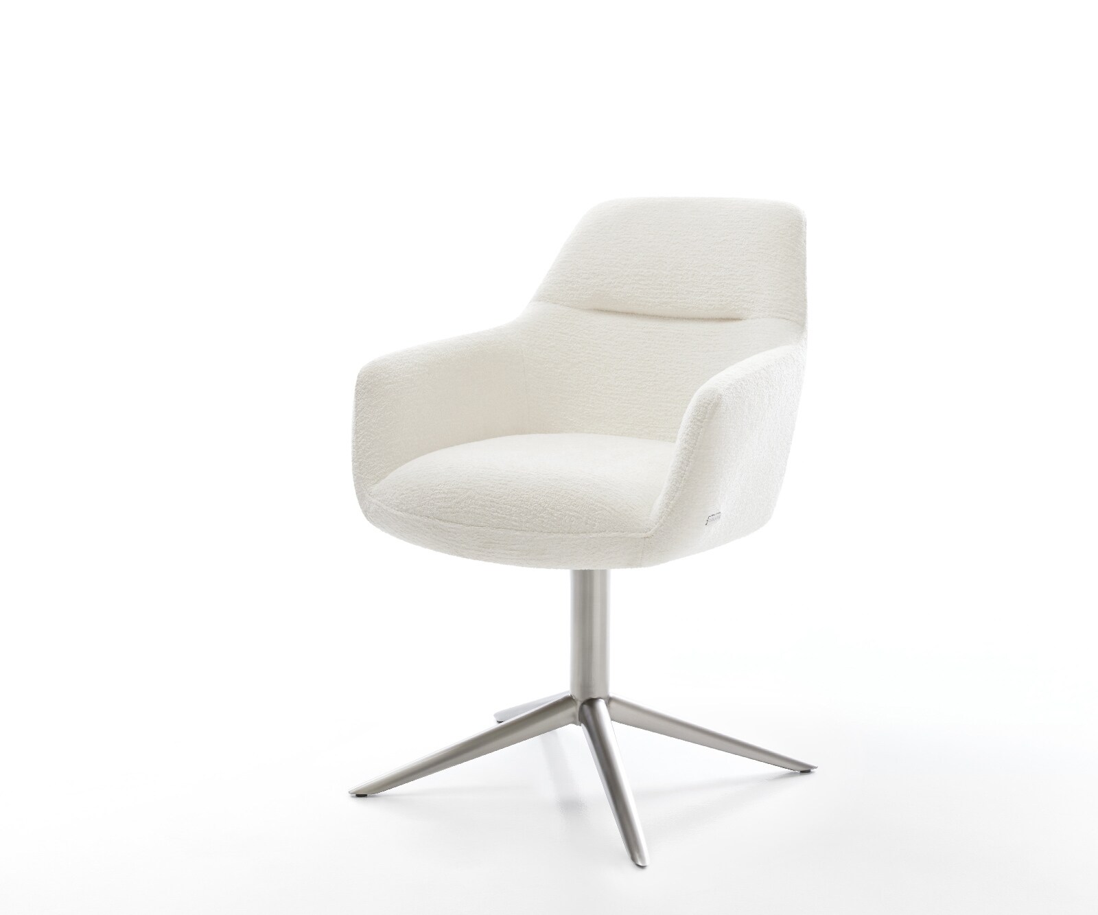 Drehstuhl Pejo-Flex Bouclé Soft Beige Fußkreuz Edelstahl 360° drehbar Wippf günstig online kaufen