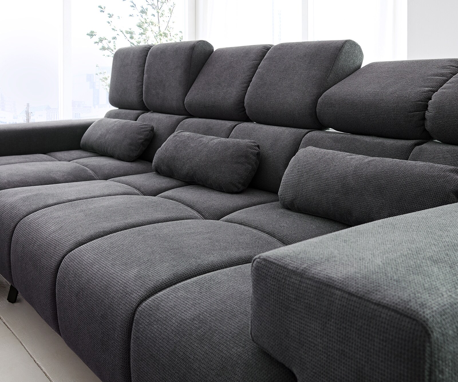 Ecksofa Ordino 285x200 Mikrofaser Schwarz Ottomane links elektrische Sitztiefenverstellung 5 Ecksofa Ordino 285x200 Mikrofaser Schwarz Ottomane links elektrische Sitztiefenverstellung 5