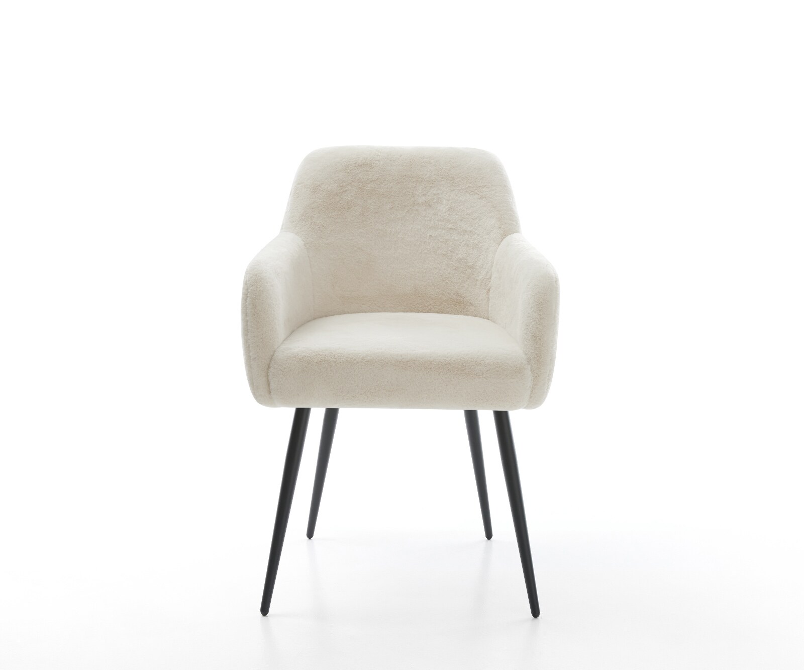 Esszimmerstuhl Greg-Flex Plüsch Creme-Weiß 4-Fuß konisch Schwarz Taschenfederkern 2