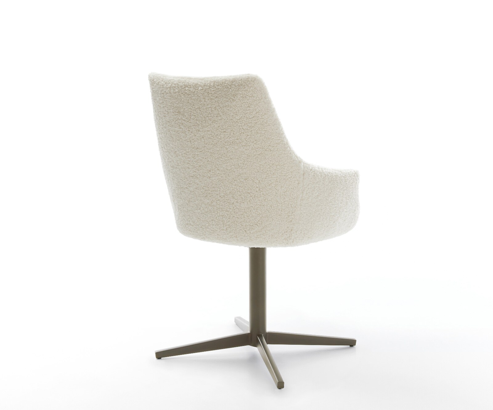 Drehstuhl Alja-Flex mit Armlehnen Teddystoff Beige Fußkreuz Effektfinish Titan 360° drehbar Taschenfederkern 4