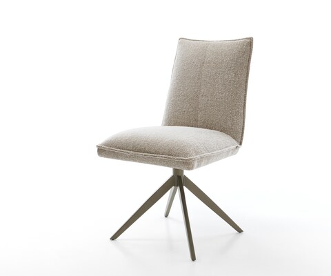Drehstuhl Lelio-Flex Webstoff Soft Beige Kreuzgestell breit Effektfinish Titan 360° drehbar Wippfunktion Taschenfederkern