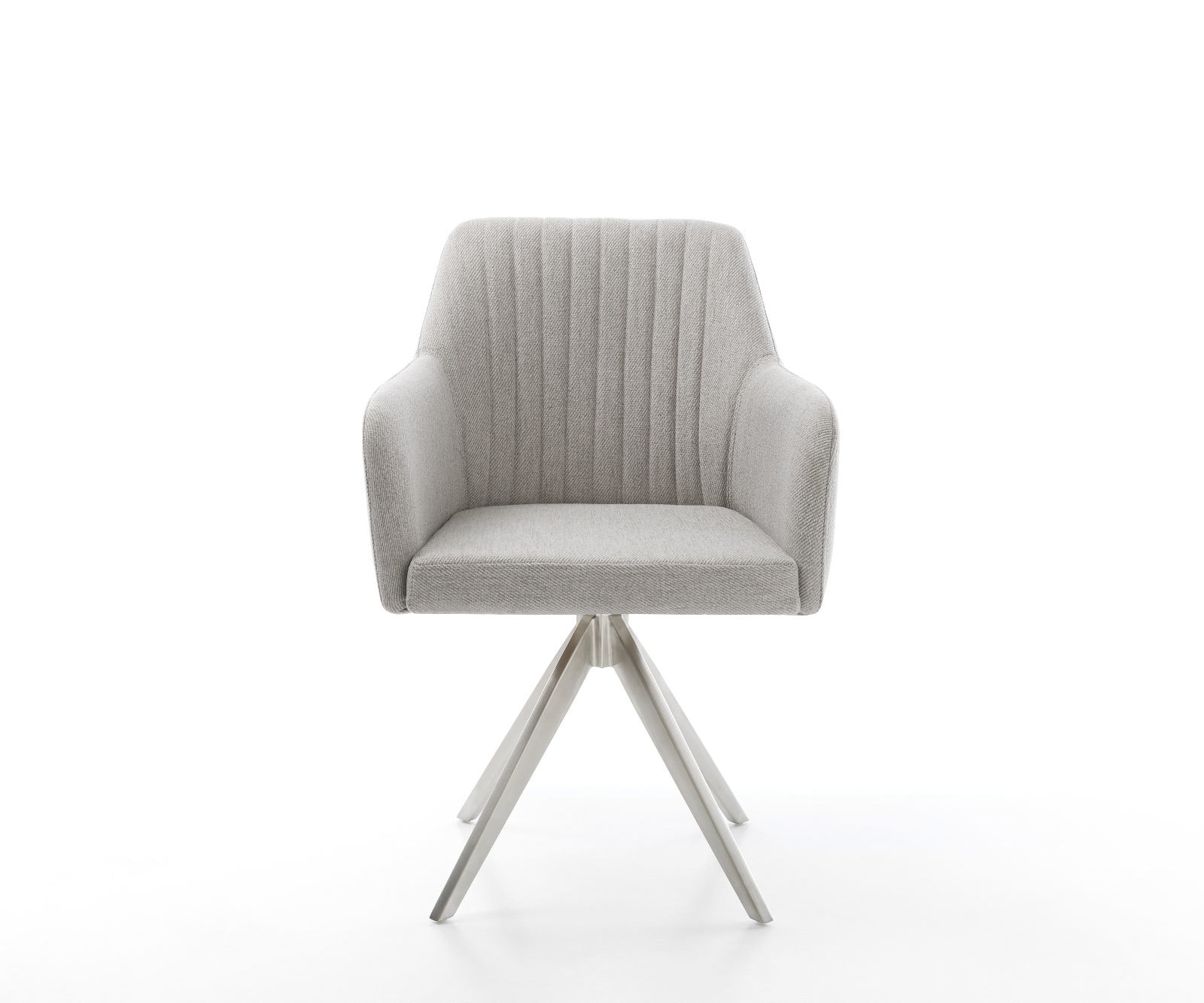 Esszimmerstuhl Greg-Flex Stripes Hellgrau Kreuzgestell kantig Edelstahl Taschenfederkern 2