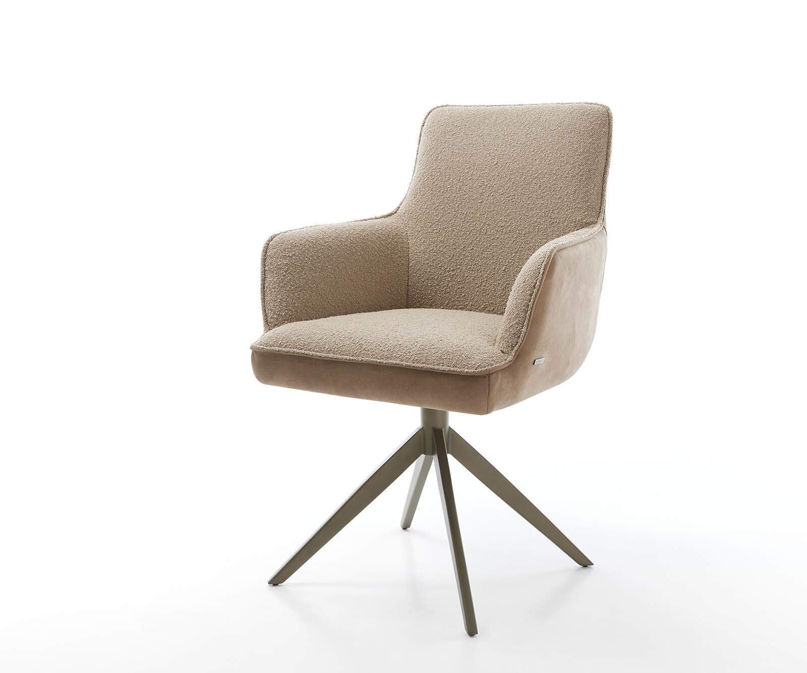 Drehstuhl Heira-Flex mit Armlehnen Materialmix Schlamm Kreuzgestell breit Effektfinish Titan 360° drehbar Taschenfederkern