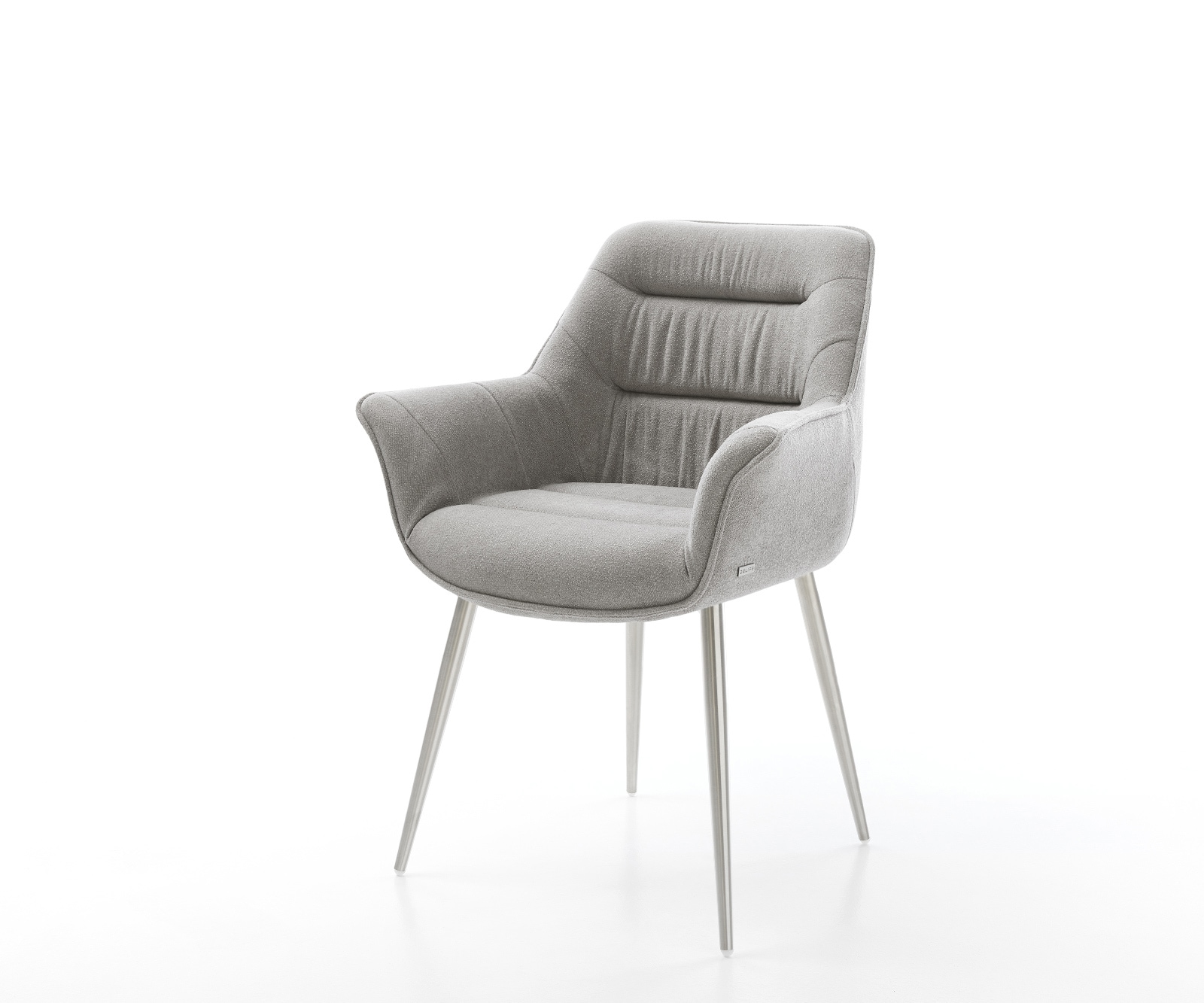 Esszimmerstuhl Kaira-Flex Strukturstoff Soft Grau 4-Fuß konisch Edelstahl
