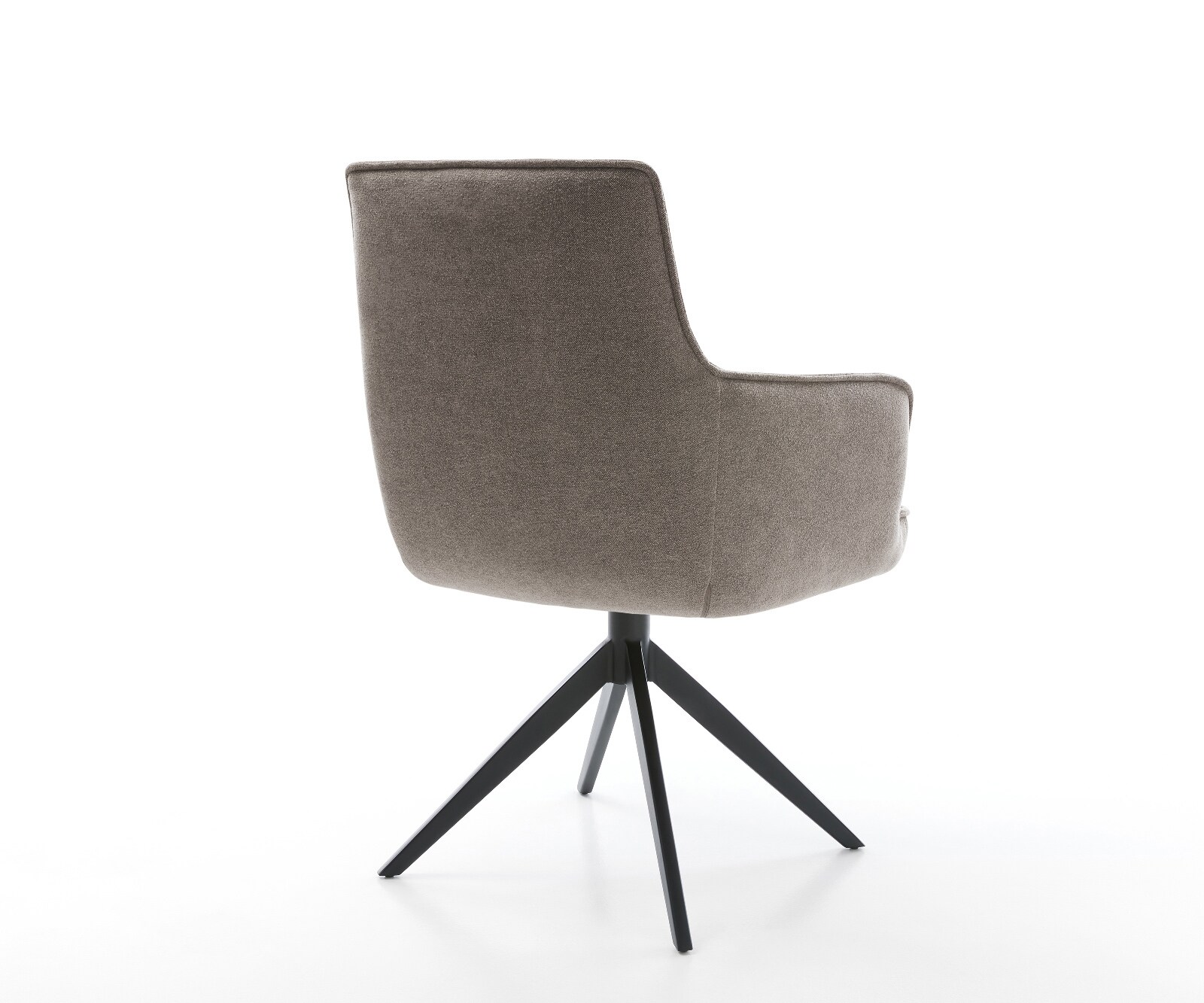 Drehstuhl Heira-Flex mit Armlehnen Strukturstoff Soft Taupe Kreuzgestell breit Schwarz 360° drehbar Wippfunktion Taschenfederkern 4