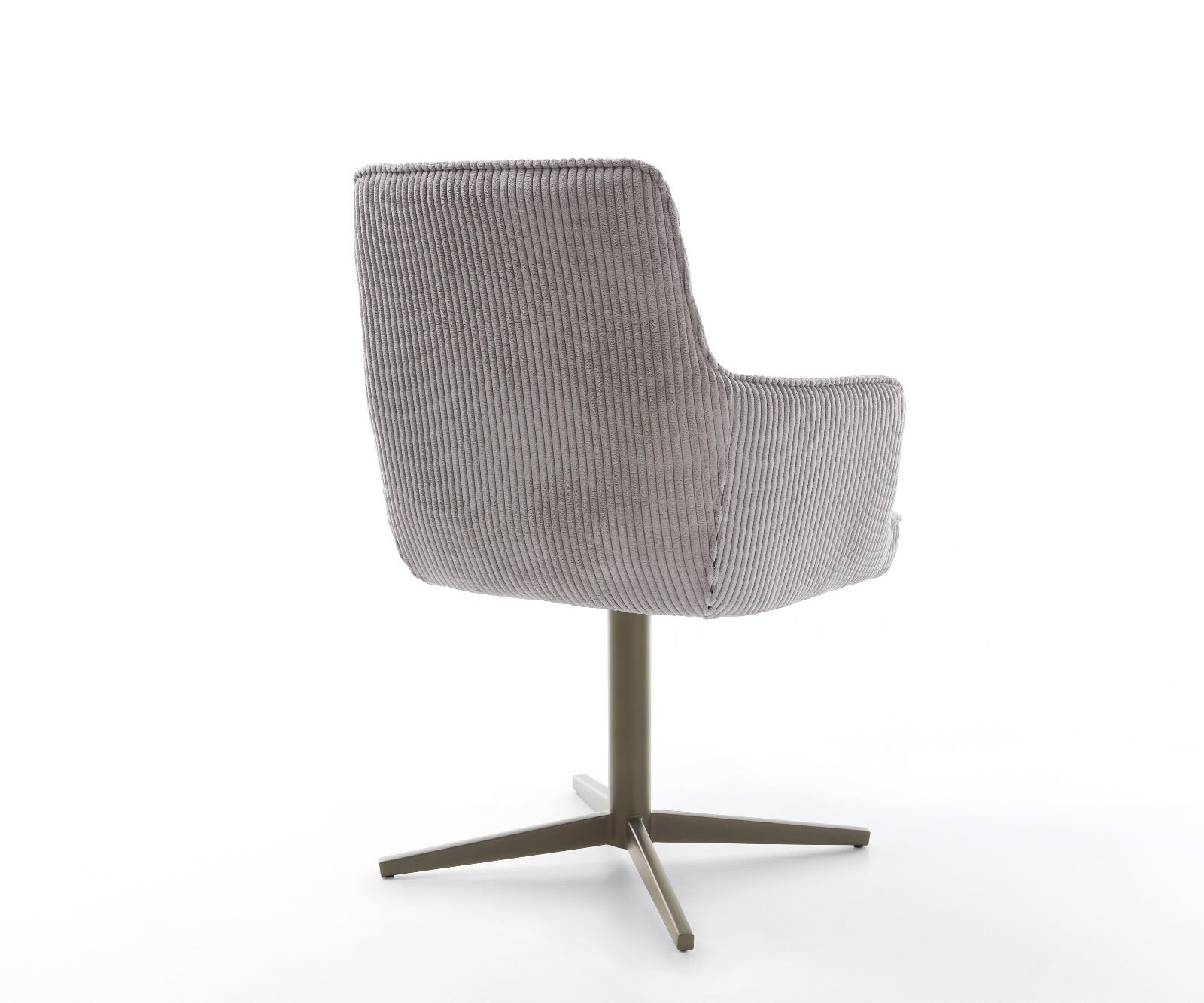 Drehstuhl Heira-Flex mit Armlehnen Cord Silbergrau Fußkreuz Effektfinish Titan 360° drehbar Taschenfederkern 4