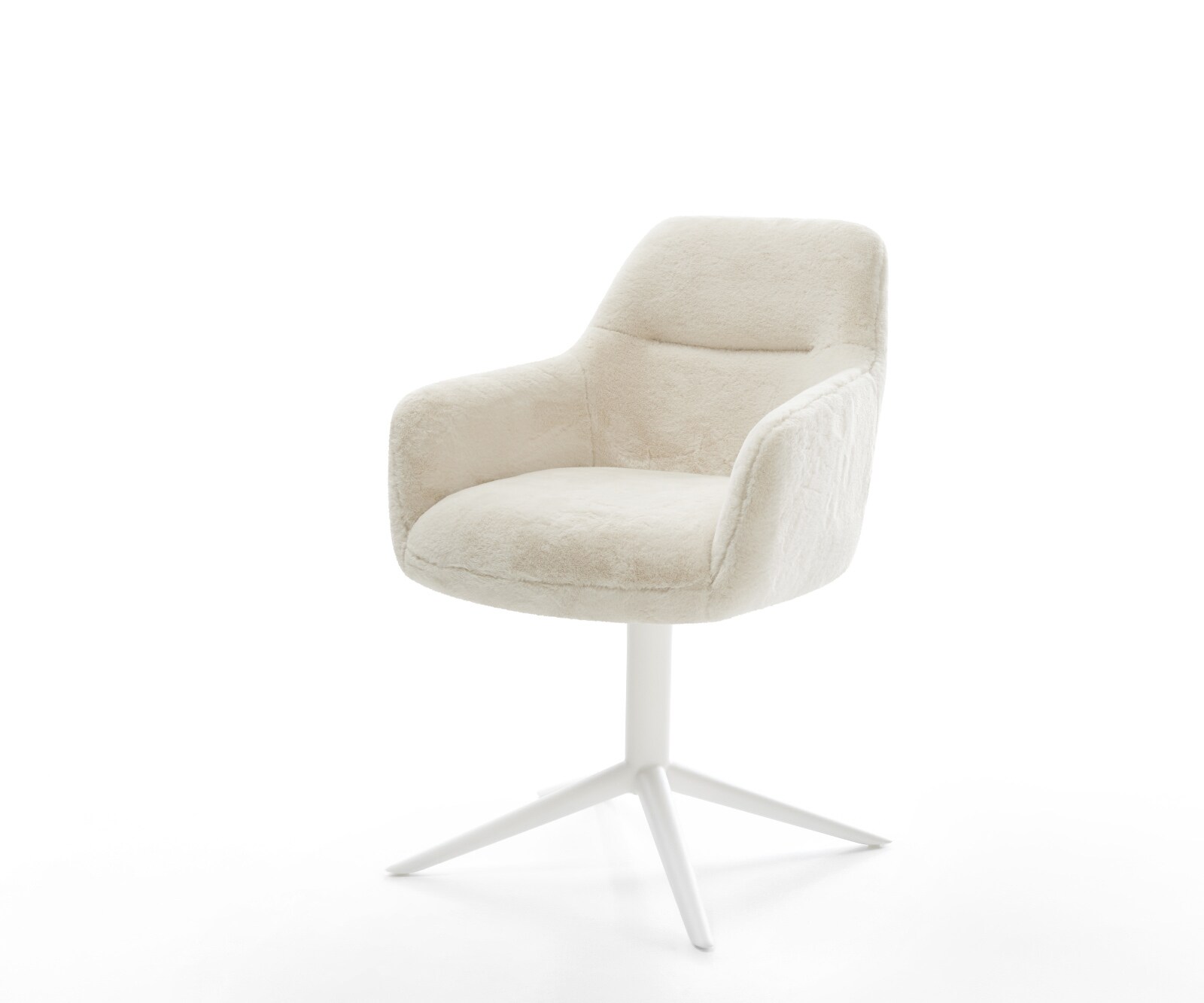 Drehstuhl Pejo-Flex Plüsch Creme-Weiß Fußkreuz Weiß 360° drehbar Wippfunkti günstig online kaufen