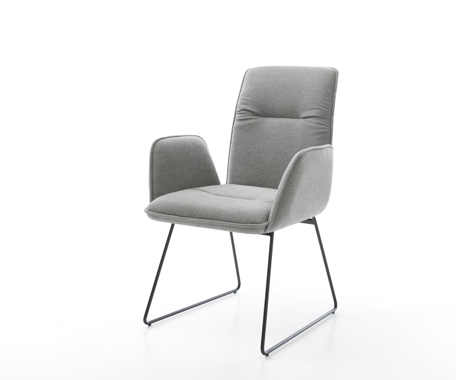 Esszimmerstuhl Vinja-Flex Strukturstoff Soft Grau Kufengestell Schwarz günstig online kaufen