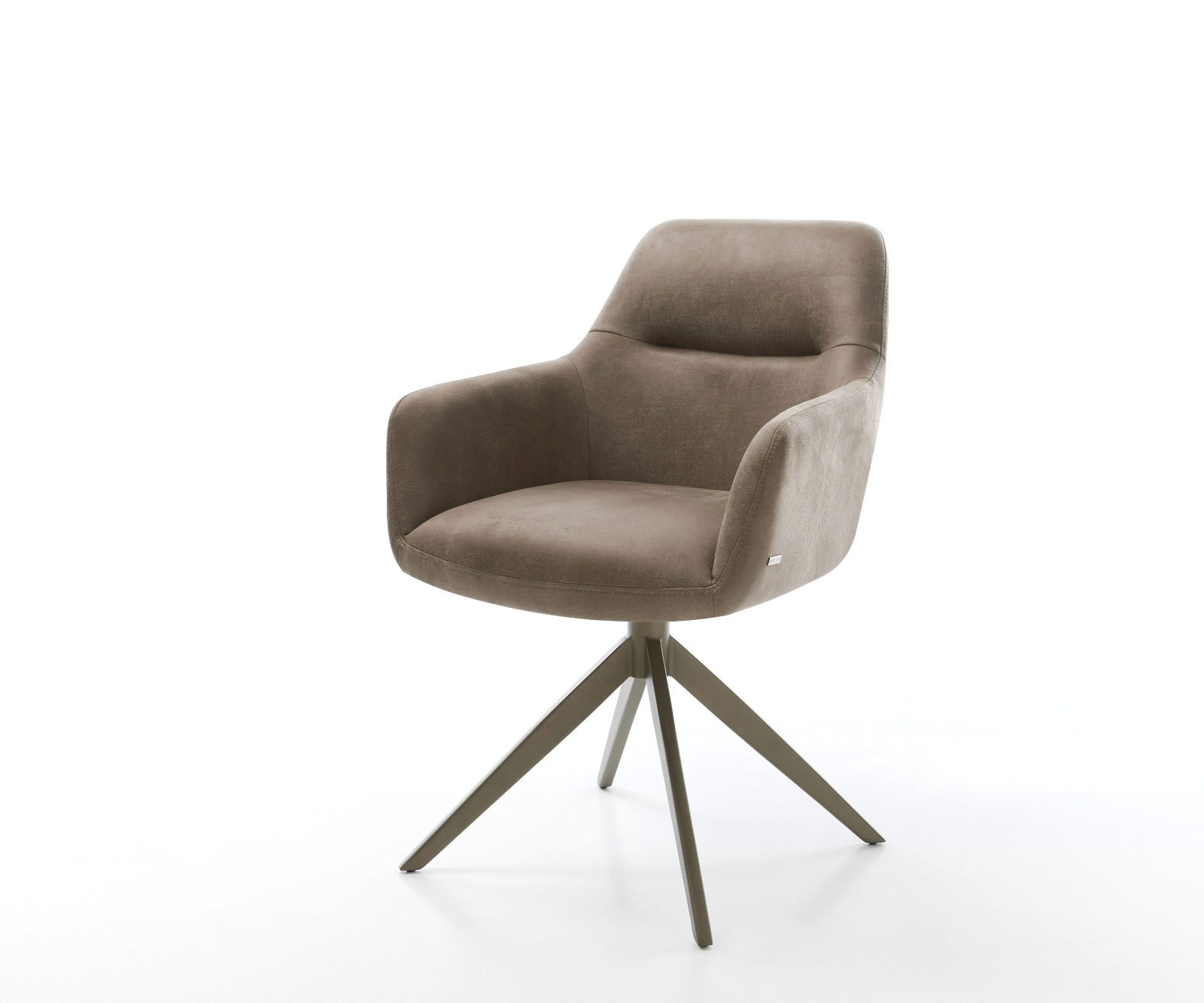 Drehstuhl Pejo-Flex Mikrofaser Taupe Vintage Kreuzgestell breit Effektfinish Titan 360° drehbar Wippfunktion Taschenfederkern