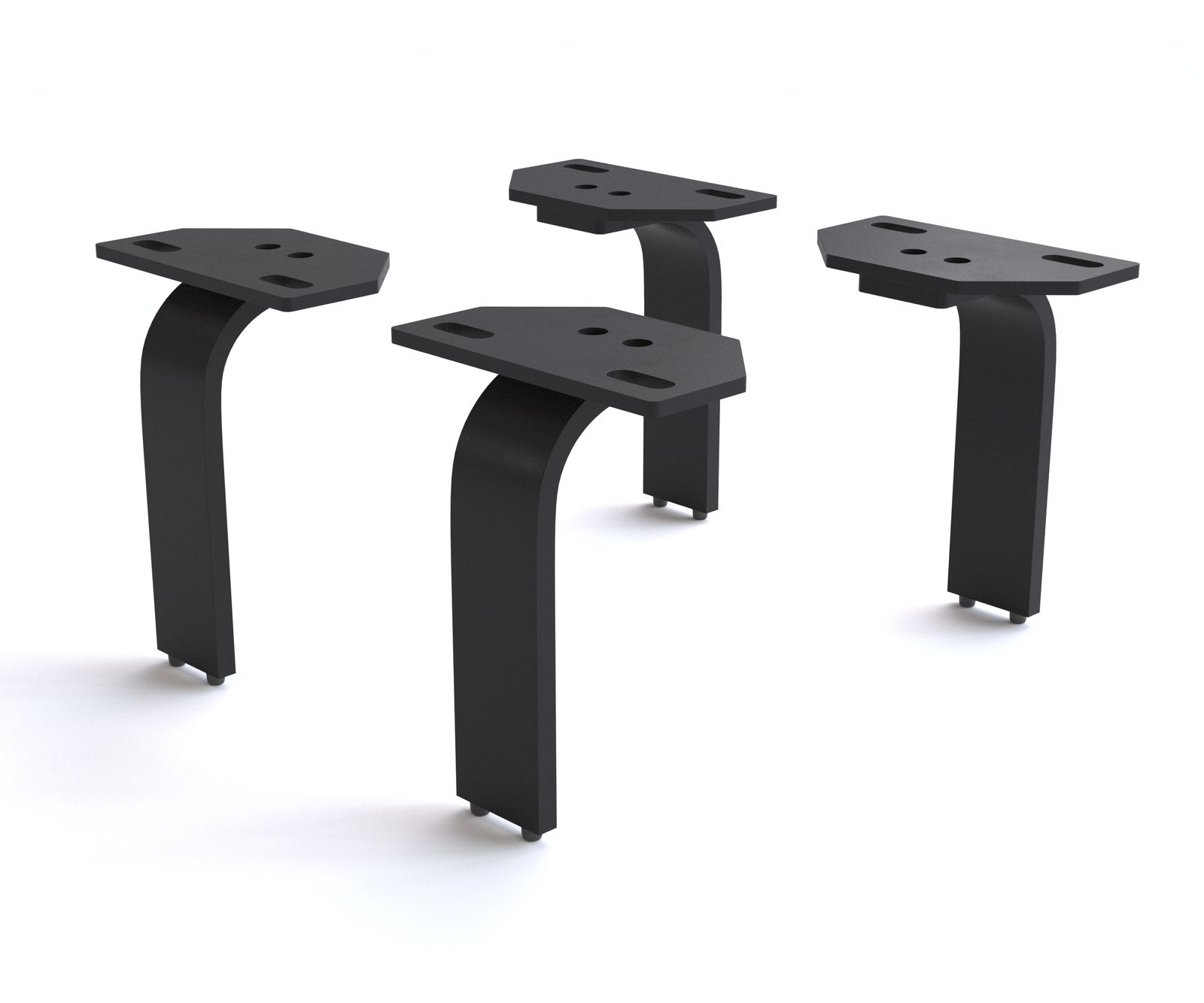 Fuß L-Form 15 cm Metall Schwarz für alle Möbelarten (4er Set)