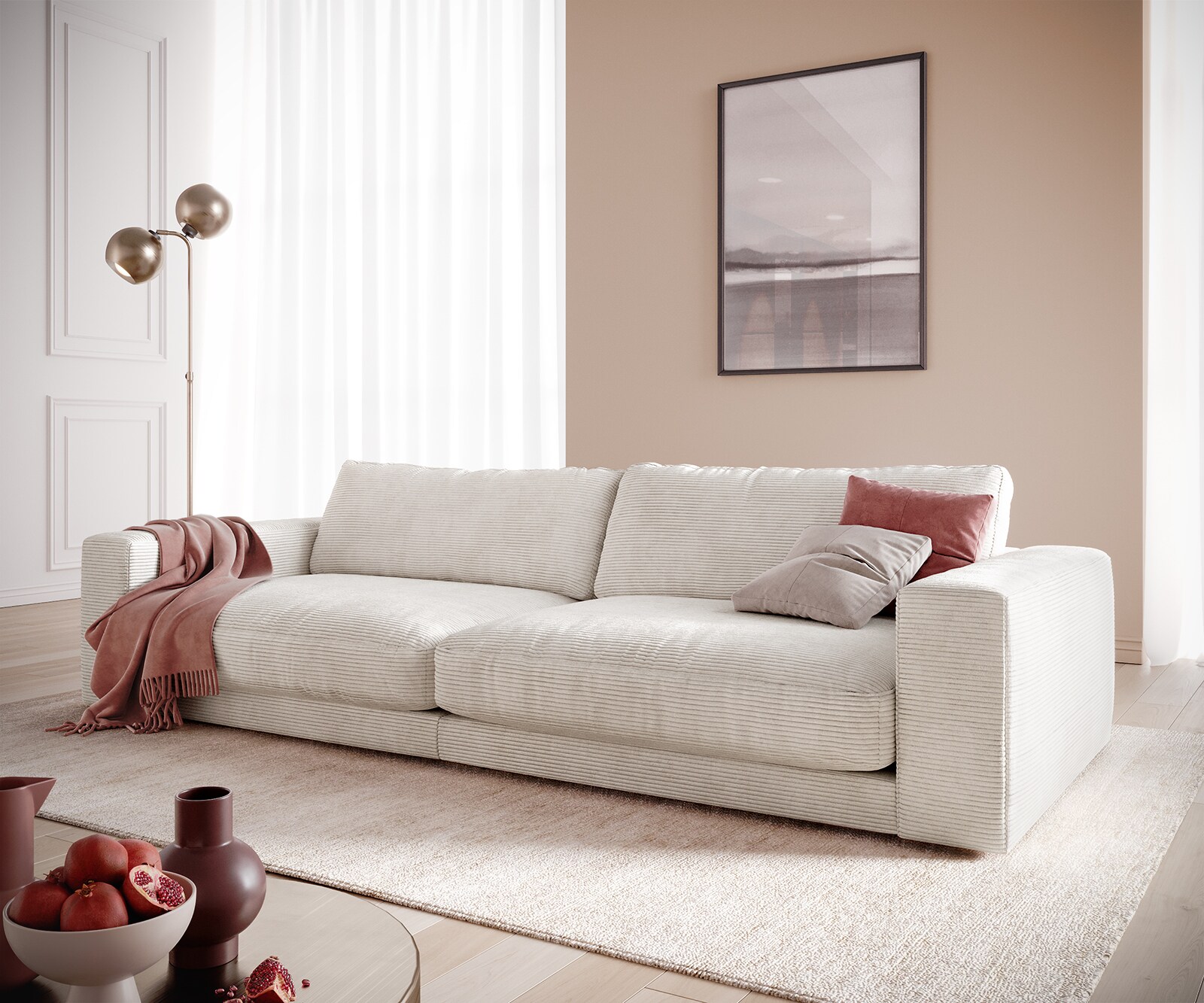 Big-Sofa Cubico 290x120 cm Cord Beige 1