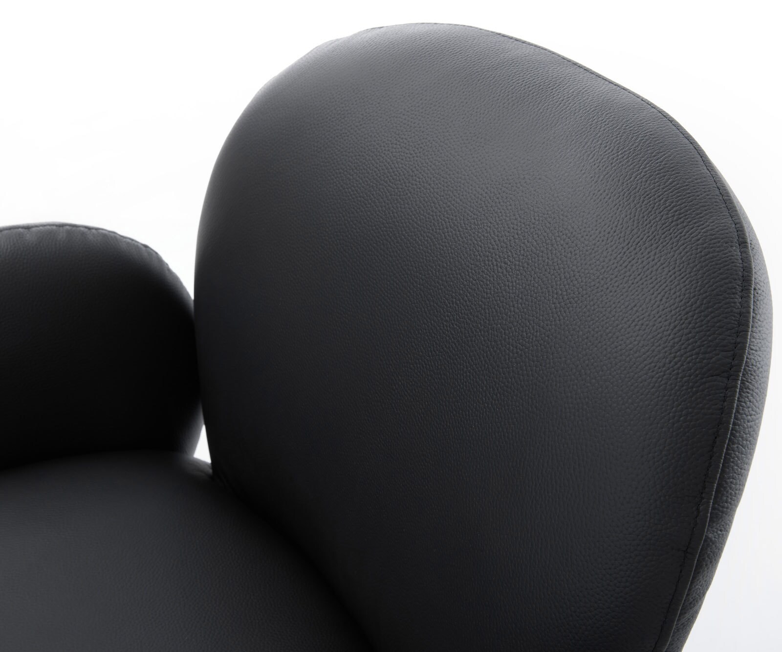 Drehstuhl Nube-Flex mit Armlehnen Echt-Leder Schwarz Kreuzgestell breit Edelstahl 360° drehbar Wippfunktion Taschenfederkern 3