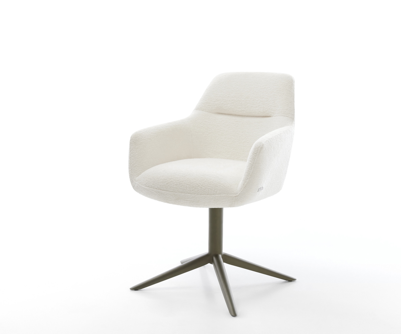 Drehstuhl Pejo-Flex Bouclé Soft Beige Fußkreuz Effektfinish Titan 360° drehbar Wippfunktion Taschenfederkern
