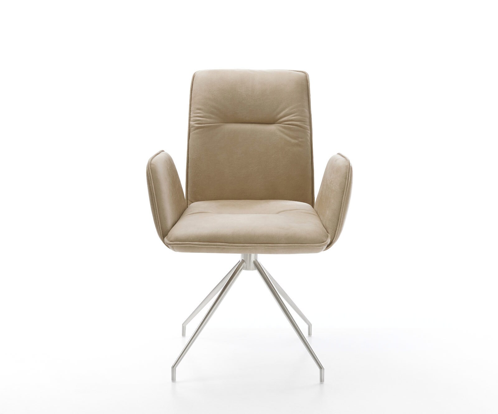 Esszimmerstuhl Vinja-Flex Mikrofaser Beige Vintage Kreuzgestell konisch Edelstahl 1