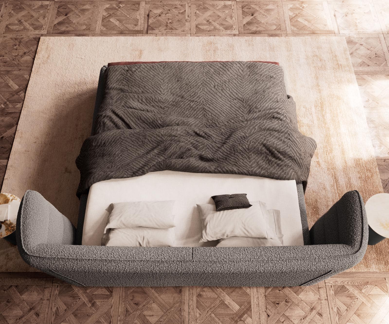 Polsterbettgestell Simea 180x200 cm Bouclé Silbergrau 6 Polsterbettgestell Simea 180x200 cm Bouclé Silbergrau 6