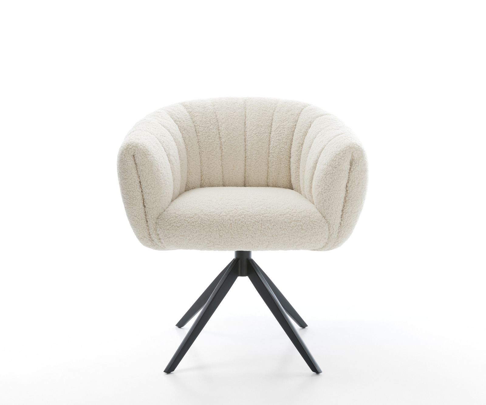 Drehstuhl Jada-Flex Teddystoff Beige Kreuzgestell breit Schwarz 360° drehbar Wippfunktion Taschenfederkern 2