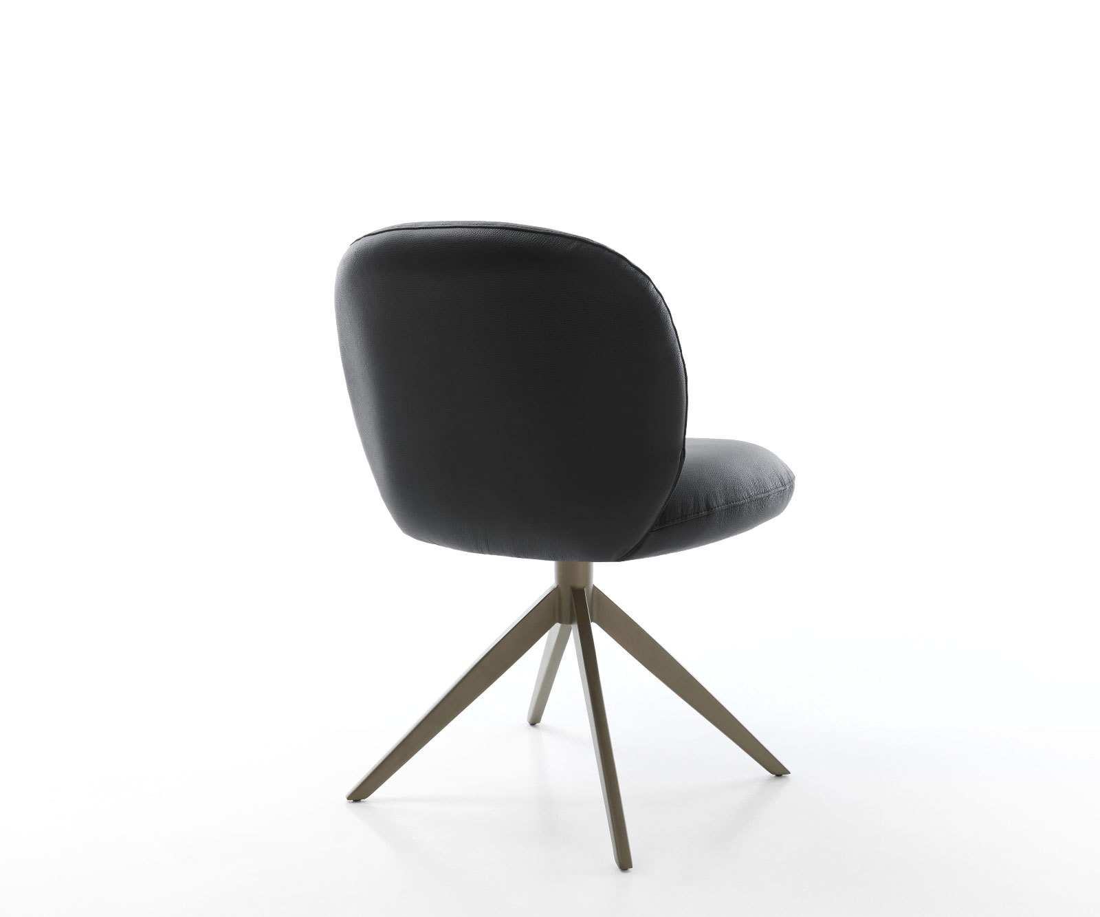 Drehstuhl Nube-Flex Echt-Leder Schwarz Kreuzgestell breit Effektfinish Titan 360° drehbar Wippfunktion Taschenfederkern 5
