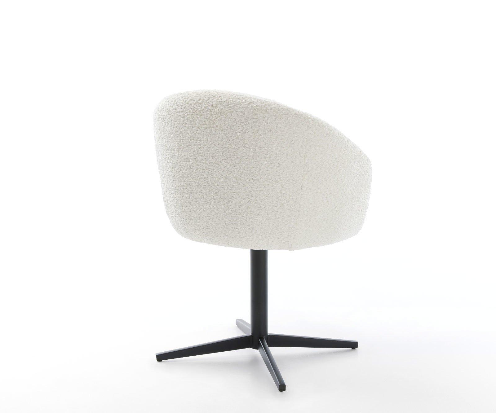 Drehstuhl Caja-Flex mit Armlehnen Bouclé Weiß Fußkreuz Schwarz 360° drehbar Taschenfederkern 5