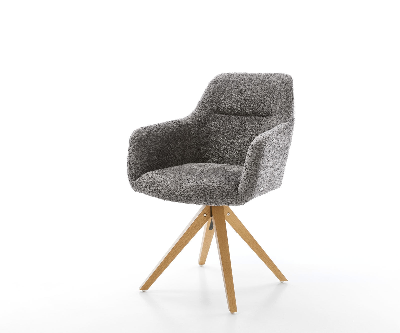 Esszimmerstuhl Pejo-Flex Bouclé Grau Holzgestell kantig Natur Taschenfederk günstig online kaufen