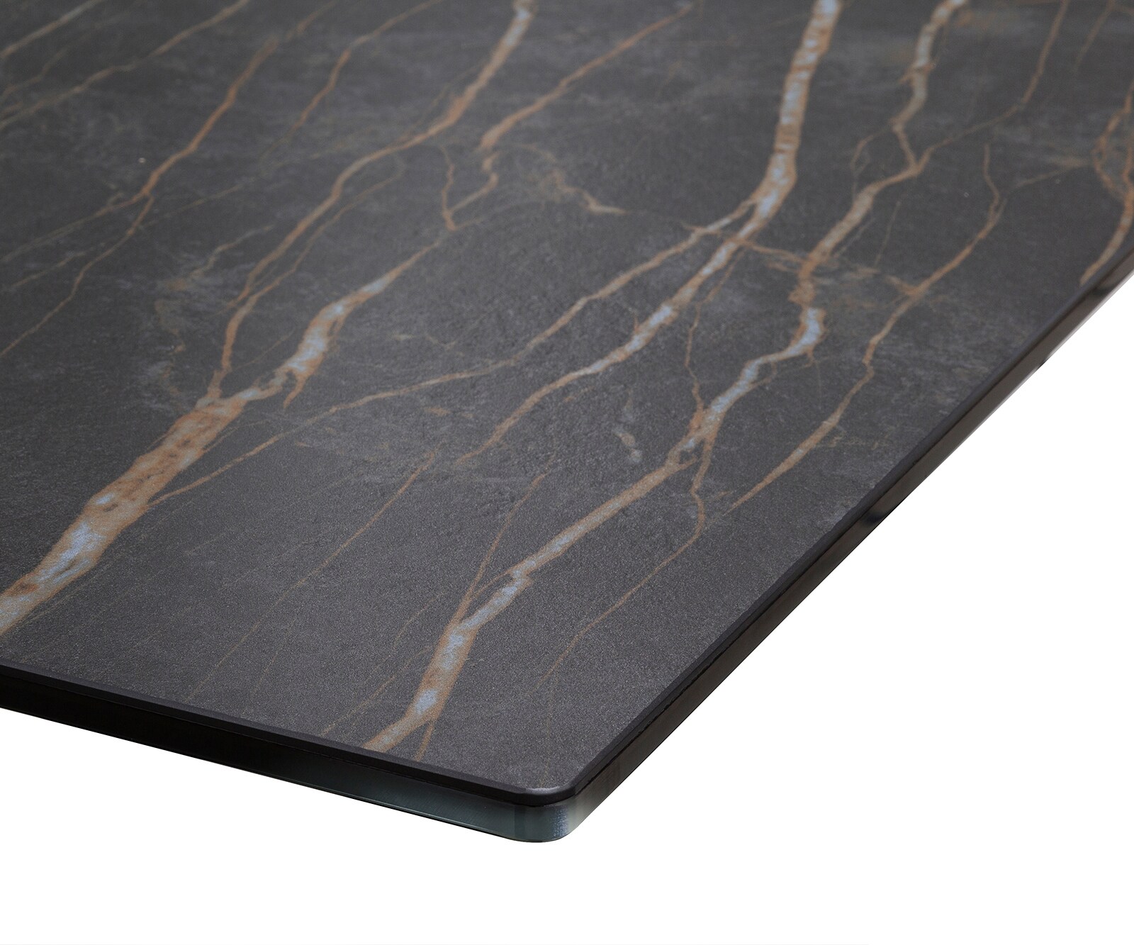 Esstisch Edge 200x100cm Keramik Laminam®Noir Desir Braun Spider Flachstahl Edelstahl 4