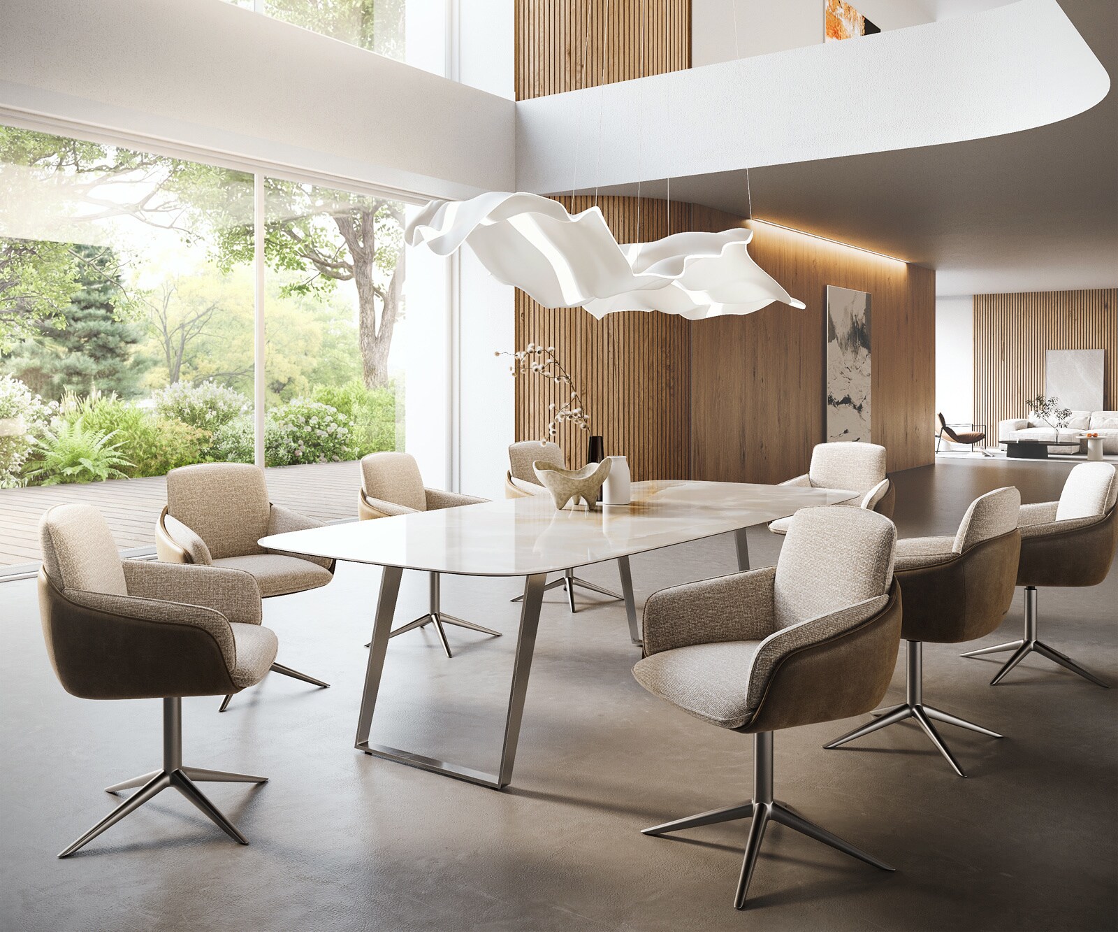 Esstisch Edge Boot 270x120 cm Keramik Iris FMG Onice Grigio Edelstahl Schräg 6