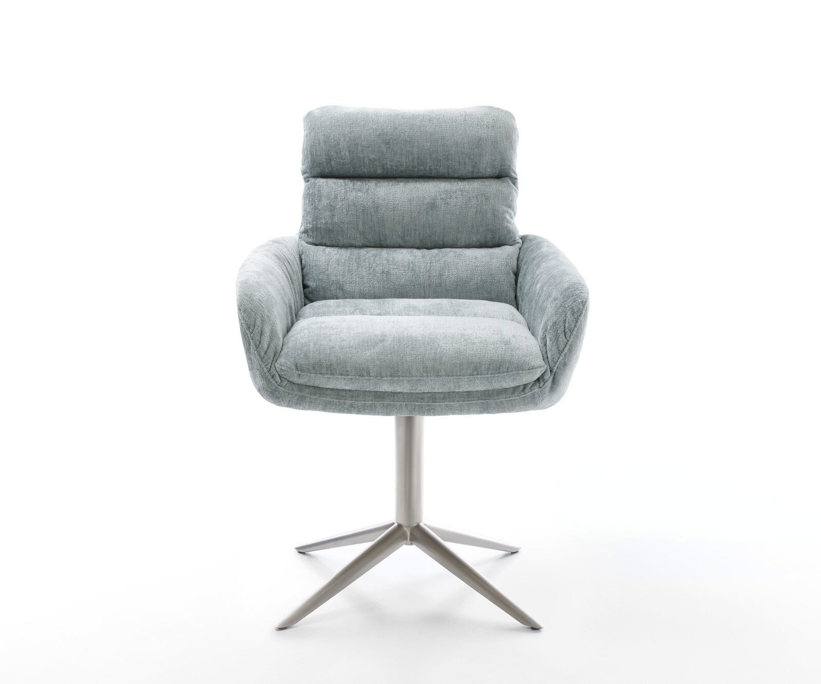 Drehstuhl Abelia-Flex mit Armlehnen Chenille Pastellblau Fußkreuz Edelstahl 360° drehbar Wippfunktion 2