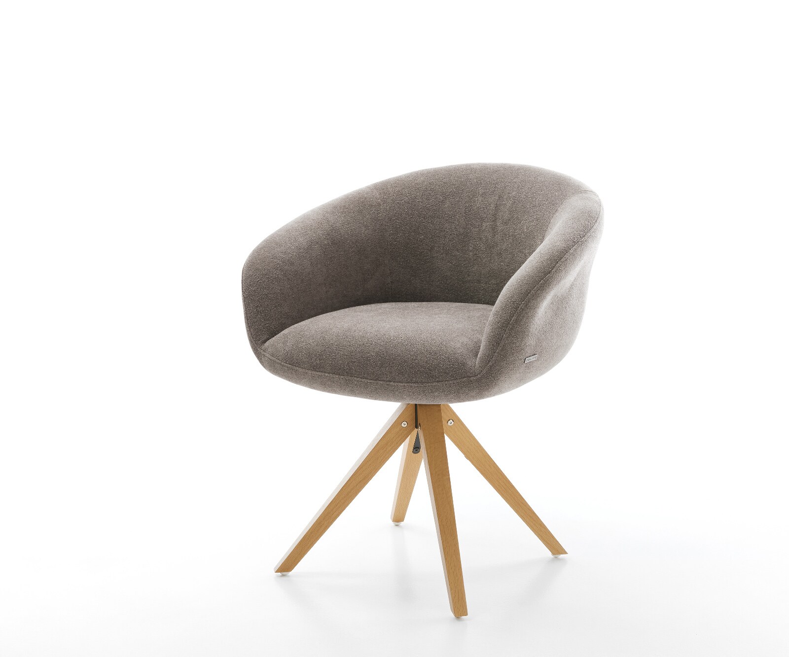 Drehstuhl Vinka-Flex mit Armlehnen Strukturstoff Soft Taupe Holzgestell kantig Natur 360° drehbar Taschenfederkern 1