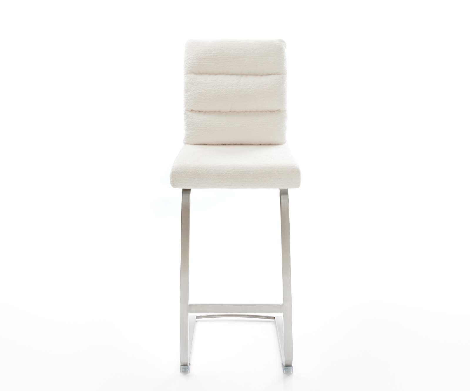 Barstuhl Pela-Flex Bouclé Soft Beige Freischwinger Flach Edelstahl Silberfarben 1