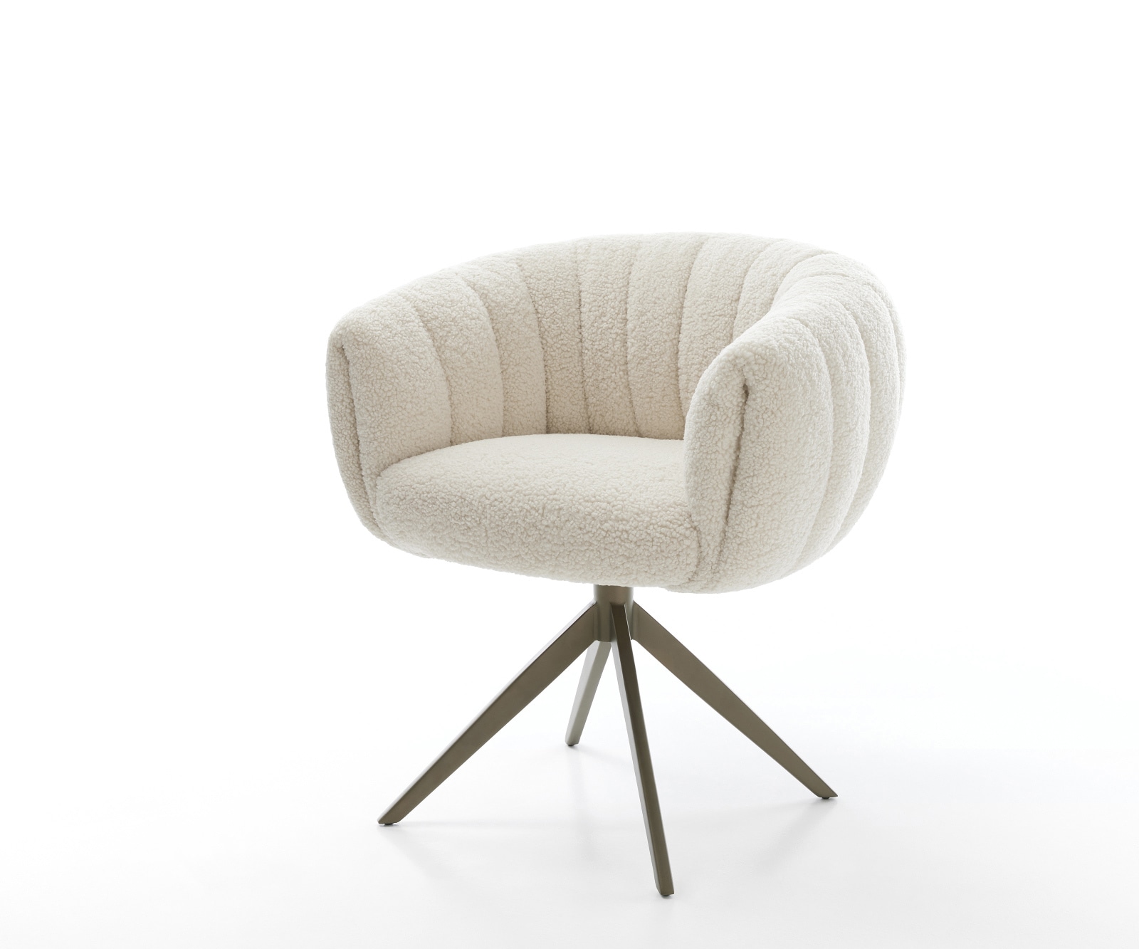 Drehstuhl Jada-Flex Teddystoff Beige Kreuzgestell breit Effektfinish Titan 360° drehbar Wippfunktion Taschenfederkern