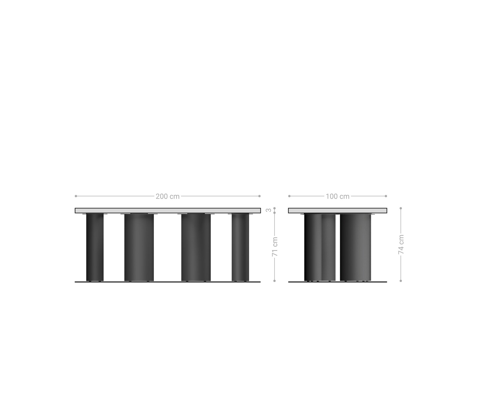 Esstisch Edge 200x100x2,5-3 Eiche Natur Pilier Metall Schwarz Live-Edge 5