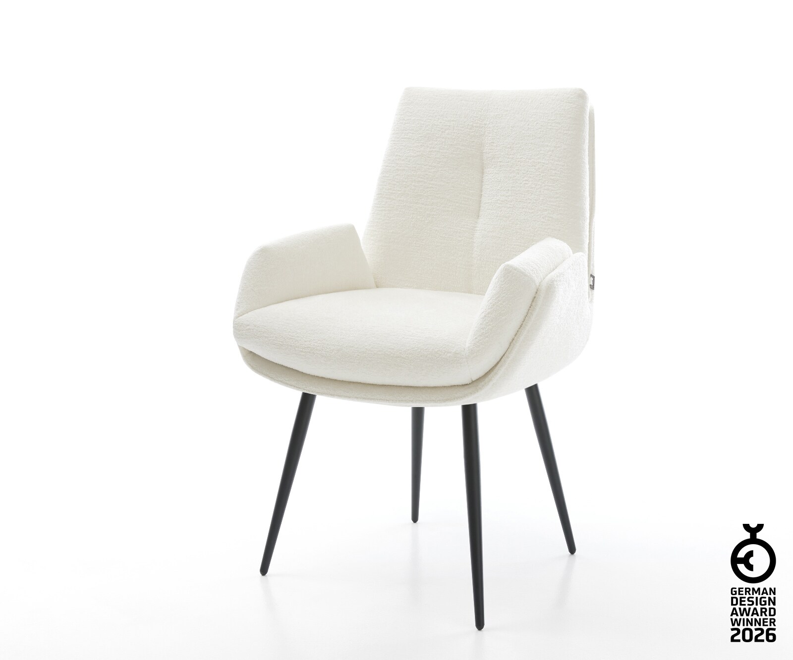 Esszimmerstuhl Clea-Flex Bouclé Soft Beige 4-Fuß konisch Schwarz 1