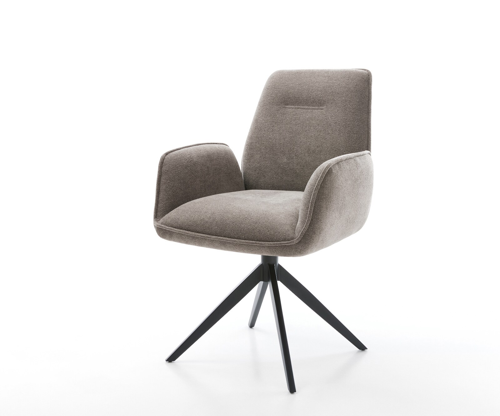 Drehstuhl Zoa-Flex Strukturstoff Soft Taupe Kreuzgestell breit Schwarz 360° drehbar Wippfunktion Taschenfederkern