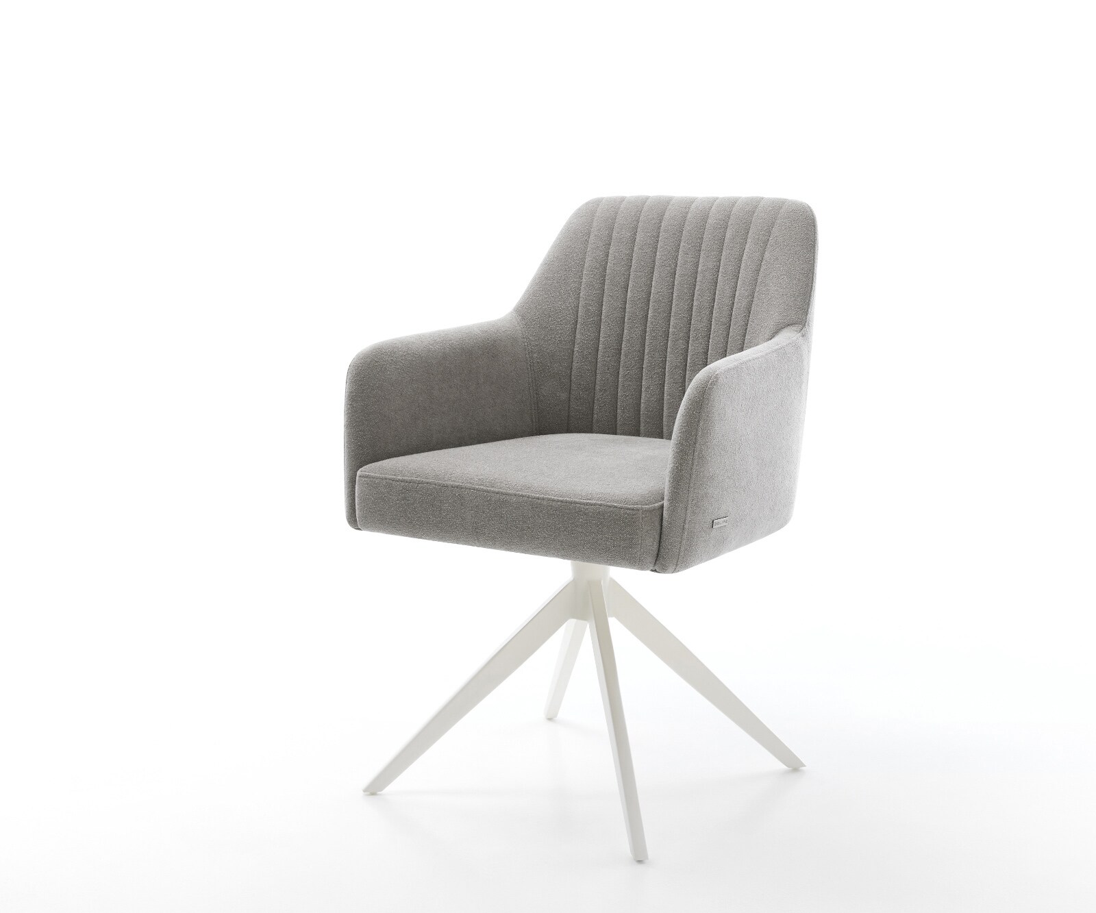 Drehstuhl Greg-Flex Strukturstoff Soft Grau Kreuzgestell breit Weiß 360° drehbar Wippfunktion Taschenfederkern