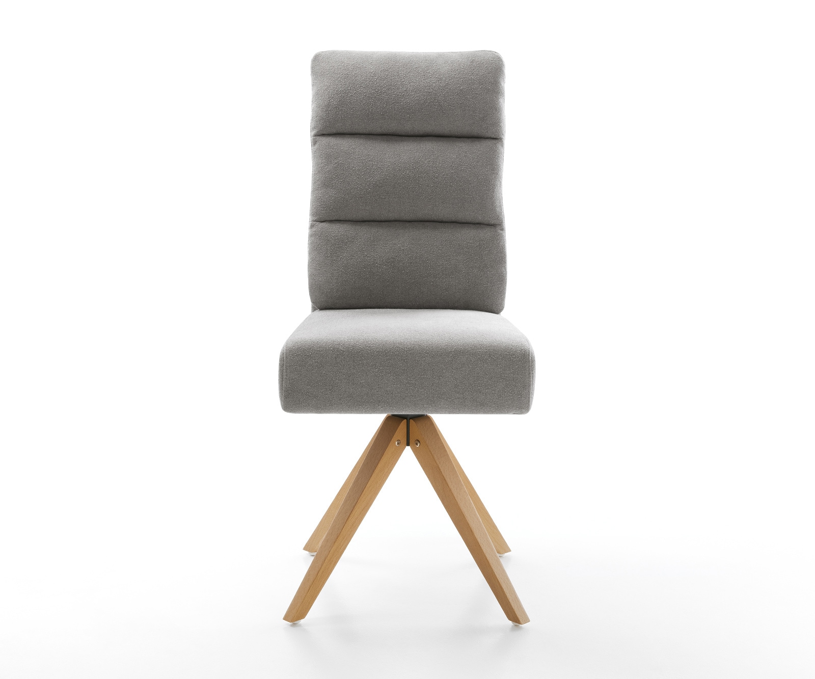 Drehstuhl Pela-Flex Strukturstoff Soft Grau Holzgestell kantig Natur 360° drehbar Taschenfederkern 1