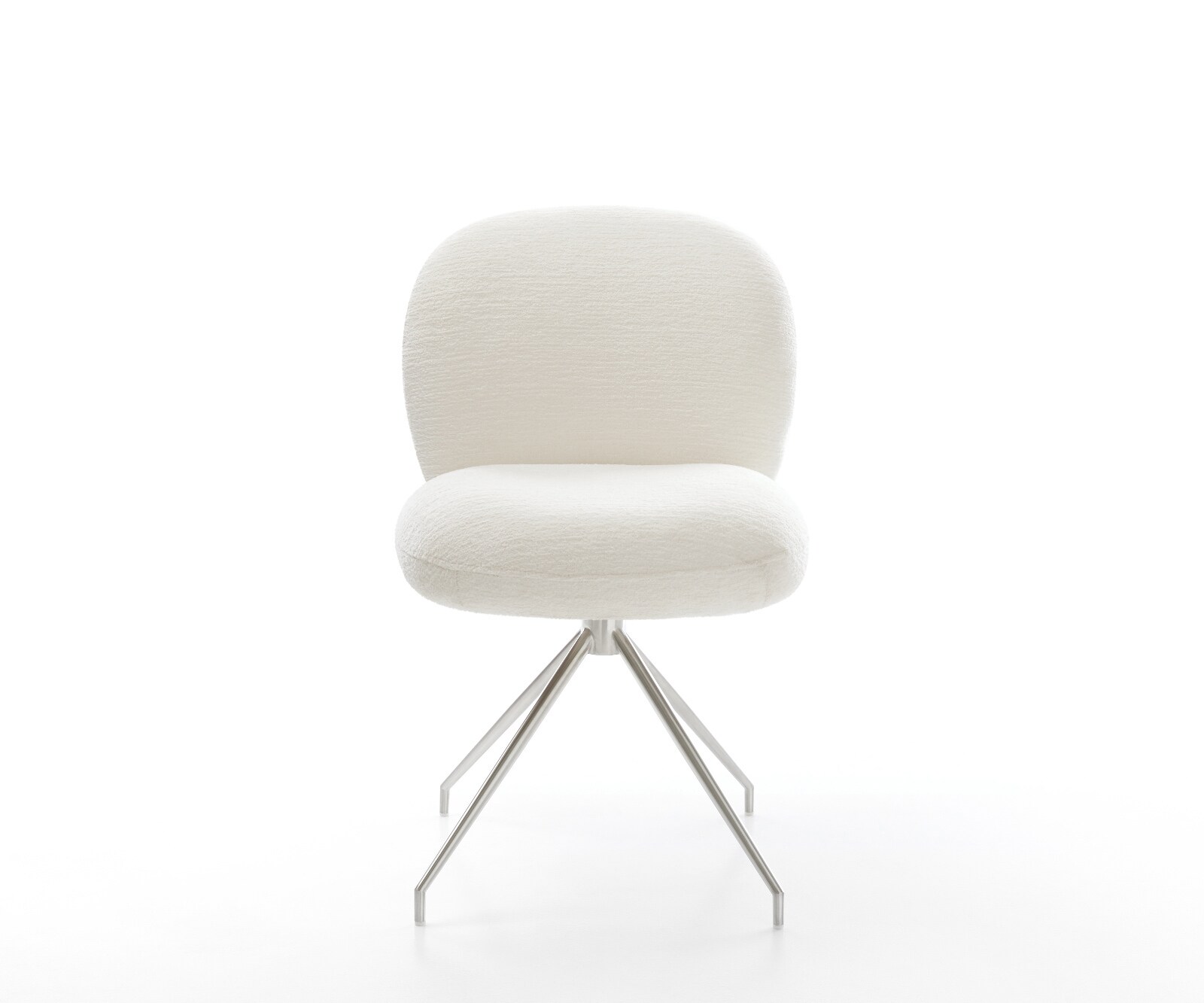 Esszimmerstuhl Nube-Flex Bouclé Soft Beige Kreuzgestell konisch Edelstahl Taschenfederkern 1