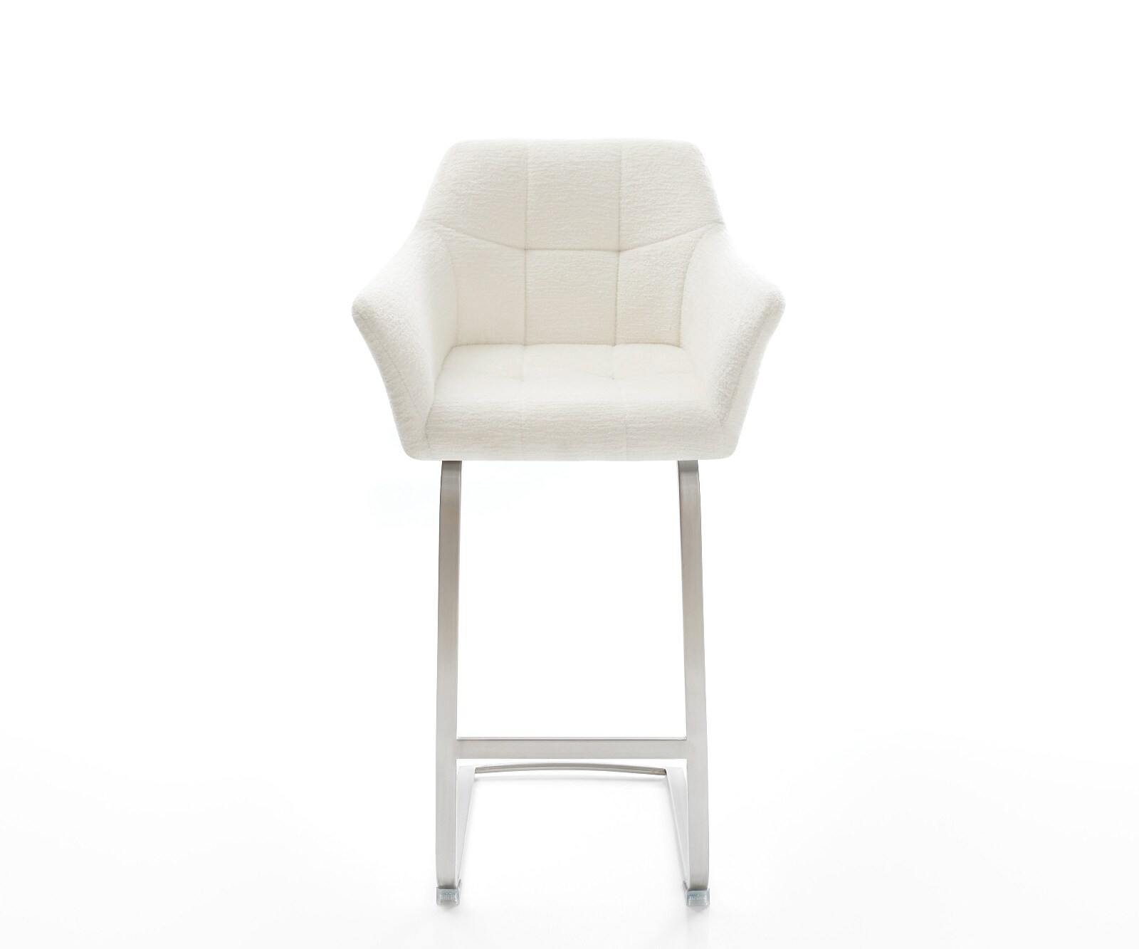 Barstuhl Yulo-Flex Bouclé Soft Beige Freischwinger Flach Edelstahl Silberfarben 2